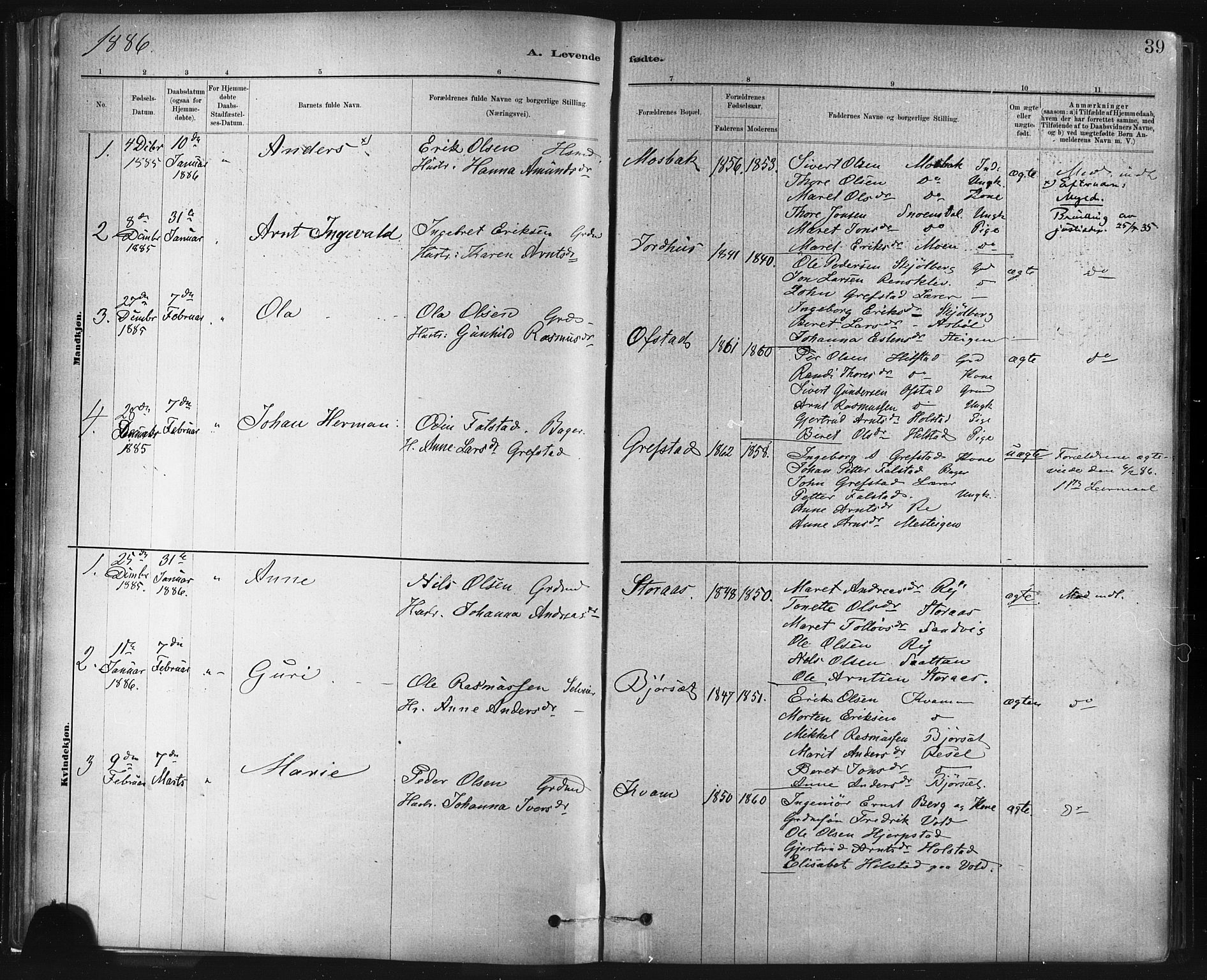 Ministerialprotokoller, klokkerbøker og fødselsregistre - Sør-Trøndelag, SAT/A-1456/672/L0857: Parish register (official) no. 672A09, 1882-1893, p. 39