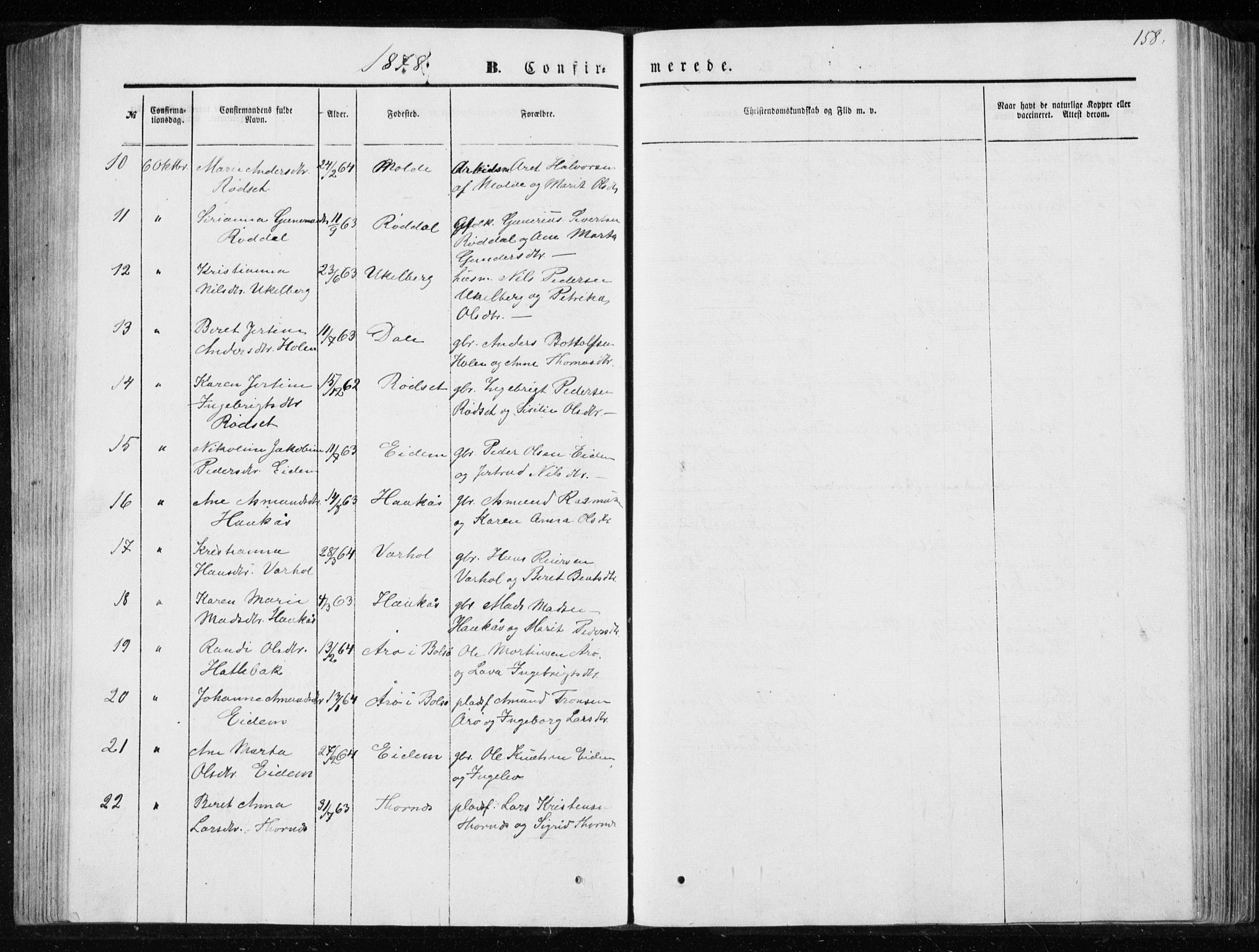 Ministerialprotokoller, klokkerbøker og fødselsregistre - Møre og Romsdal, AV/SAT-A-1454/565/L0754: Parish register (copy) no. 565C03, 1870-1896, p. 158