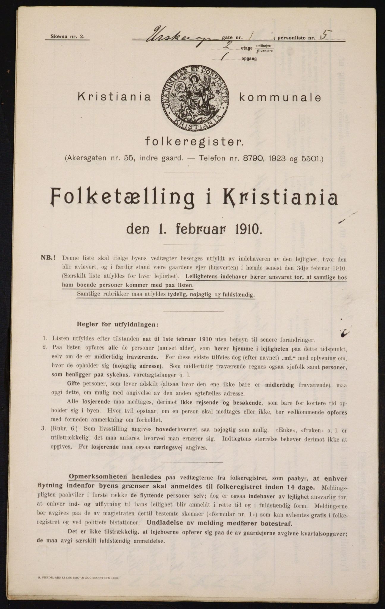 OBA, Municipal Census 1910 for Kristiania, 1910, p. 2442