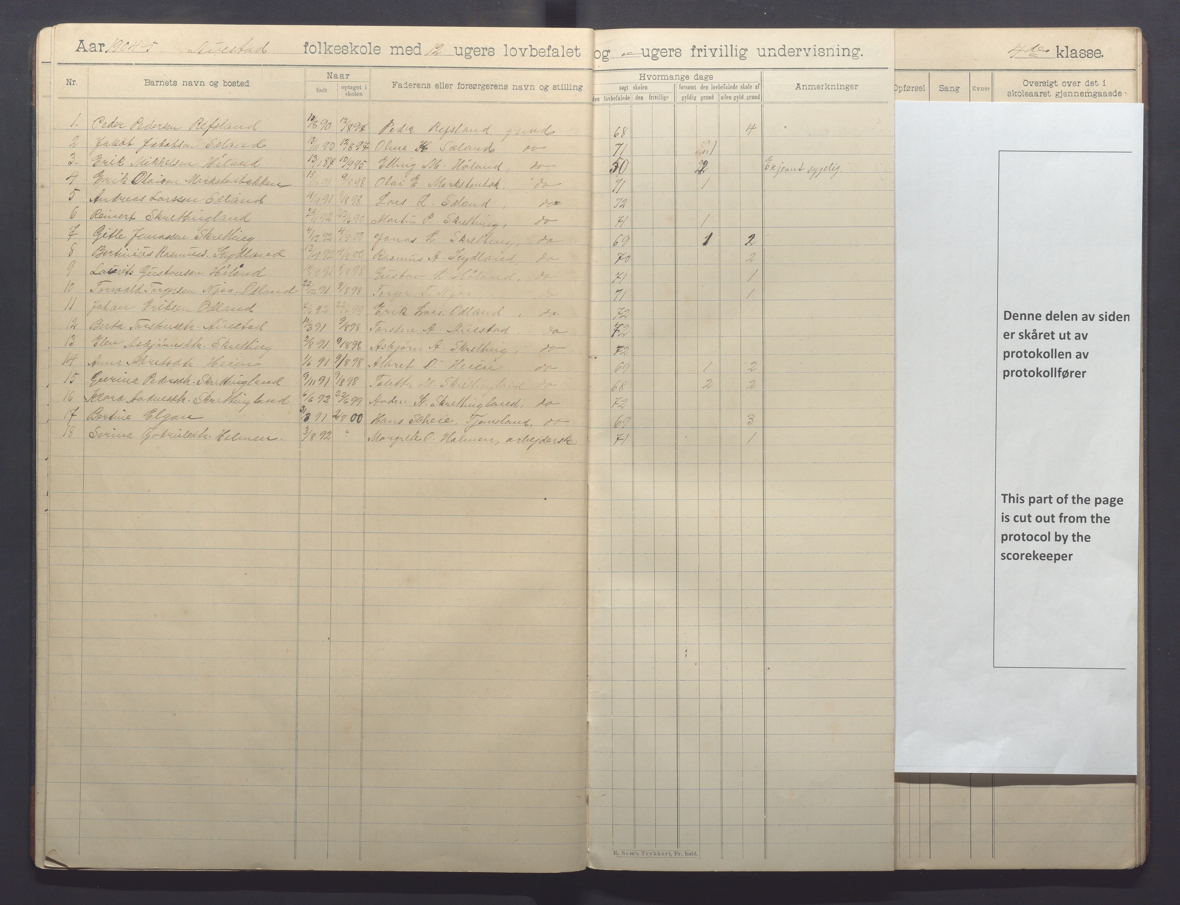 Varhaug kommune- Auestad skule, IKAR/K-100960/H/L0002: Skuleprotokoll, 1902-1915, p. 11