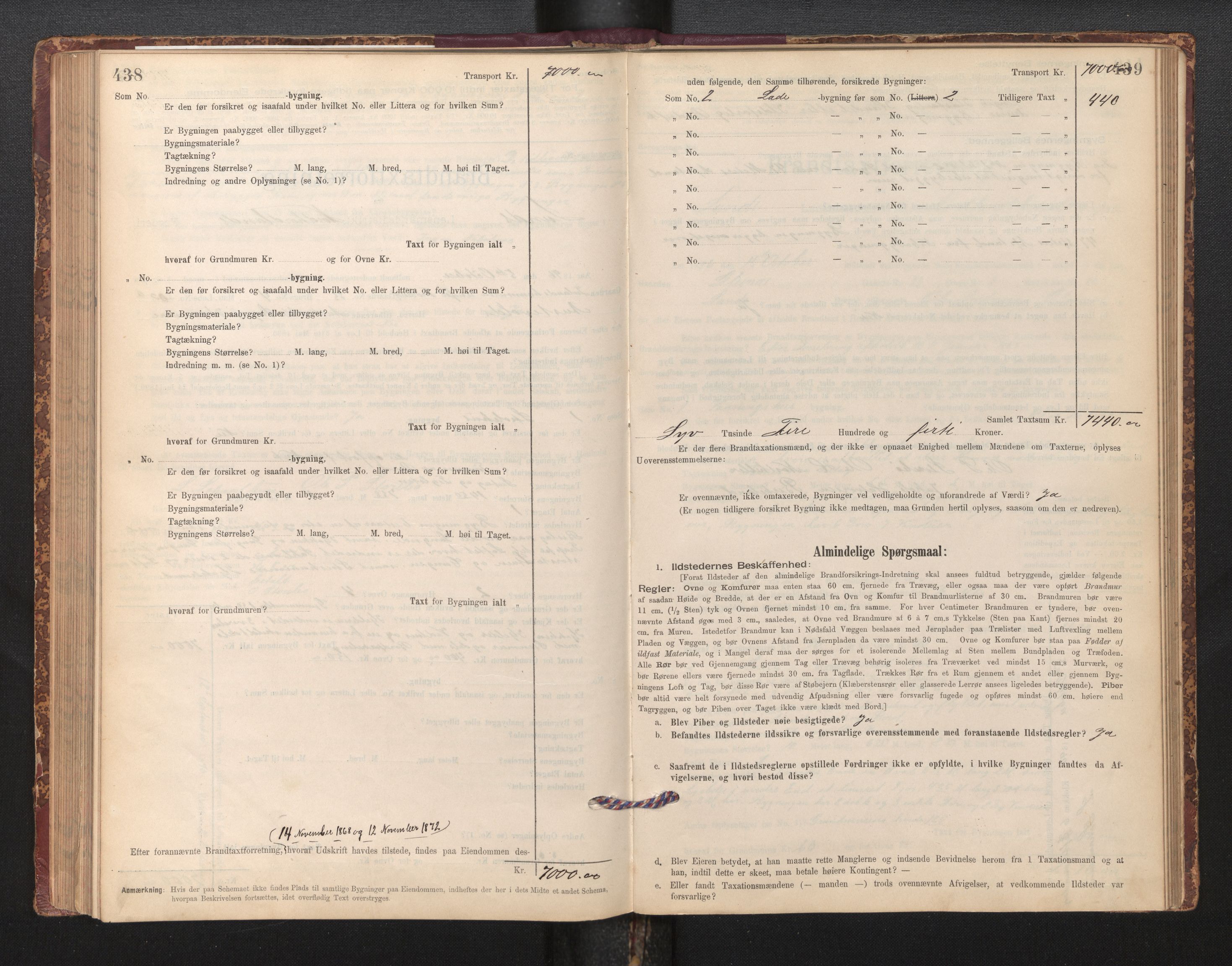 Lensmannen i Sund og Austevoll, AV/SAB-A-35201/0012/L0003: Branntakstprotokoll, skjematakst, 1894-1917, p. 438-439