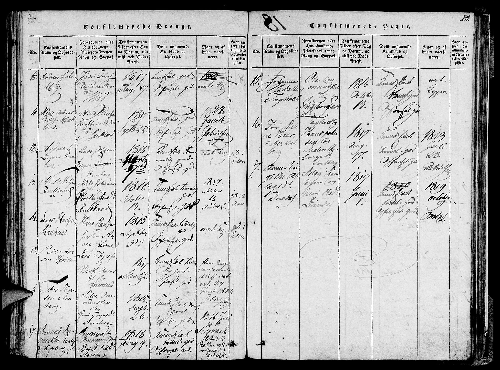 Lund sokneprestkontor, SAST/A-101809/S06/L0005: Parish register (official) no. A 5, 1815-1833, p. 274