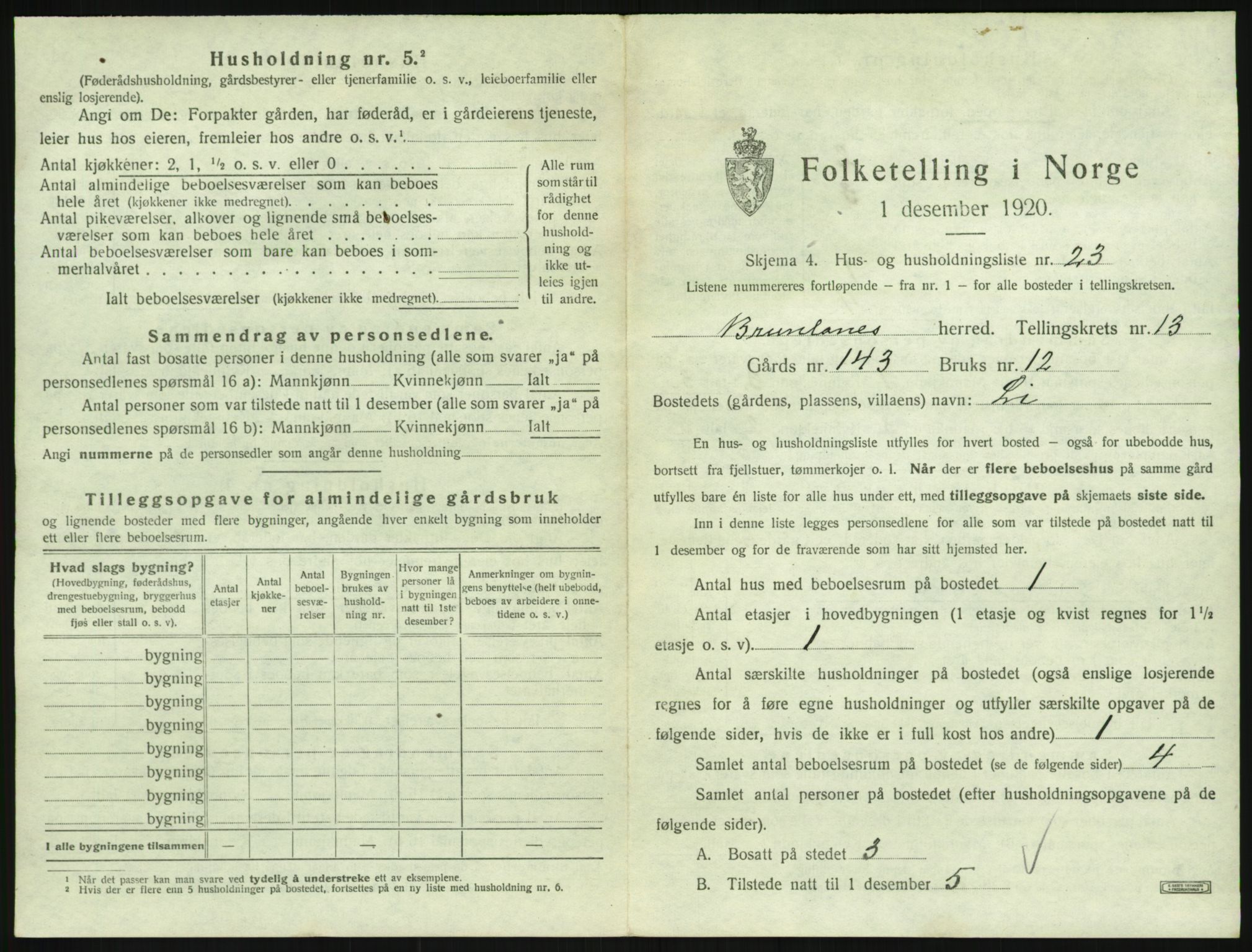 SAKO, 1920 census for Brunlanes, 1920, p. 1795