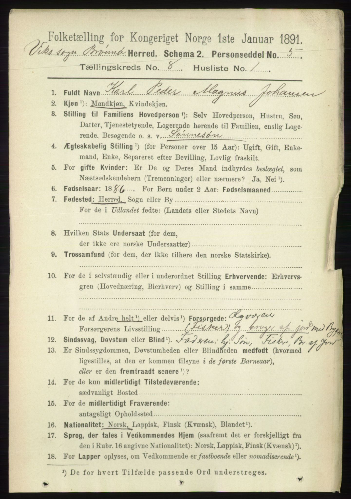 RA, 1891 census for 1814 Brønnøy, 1891, p. 4339