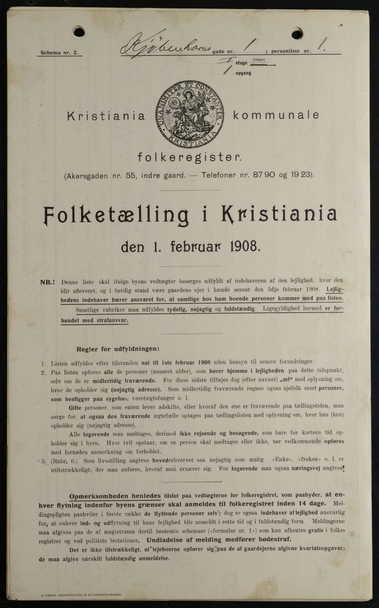 OBA, Municipal Census 1908 for Kristiania, 1908, p. 49330