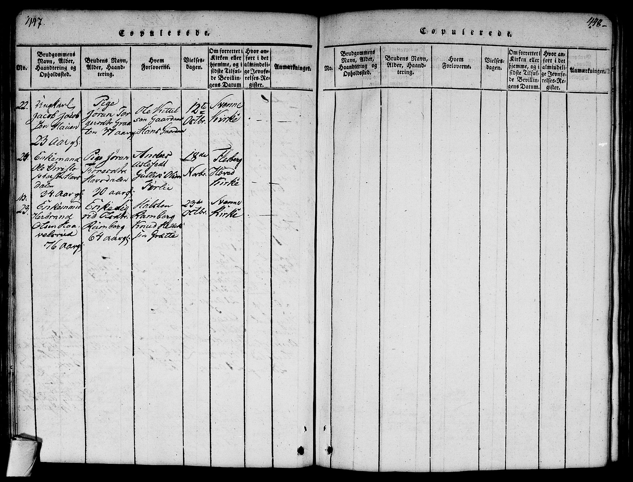 Flesberg kirkebøker, AV/SAKO-A-18/G/Ga/L0001: Parish register (copy) no. I 1, 1816-1834, p. 447-448