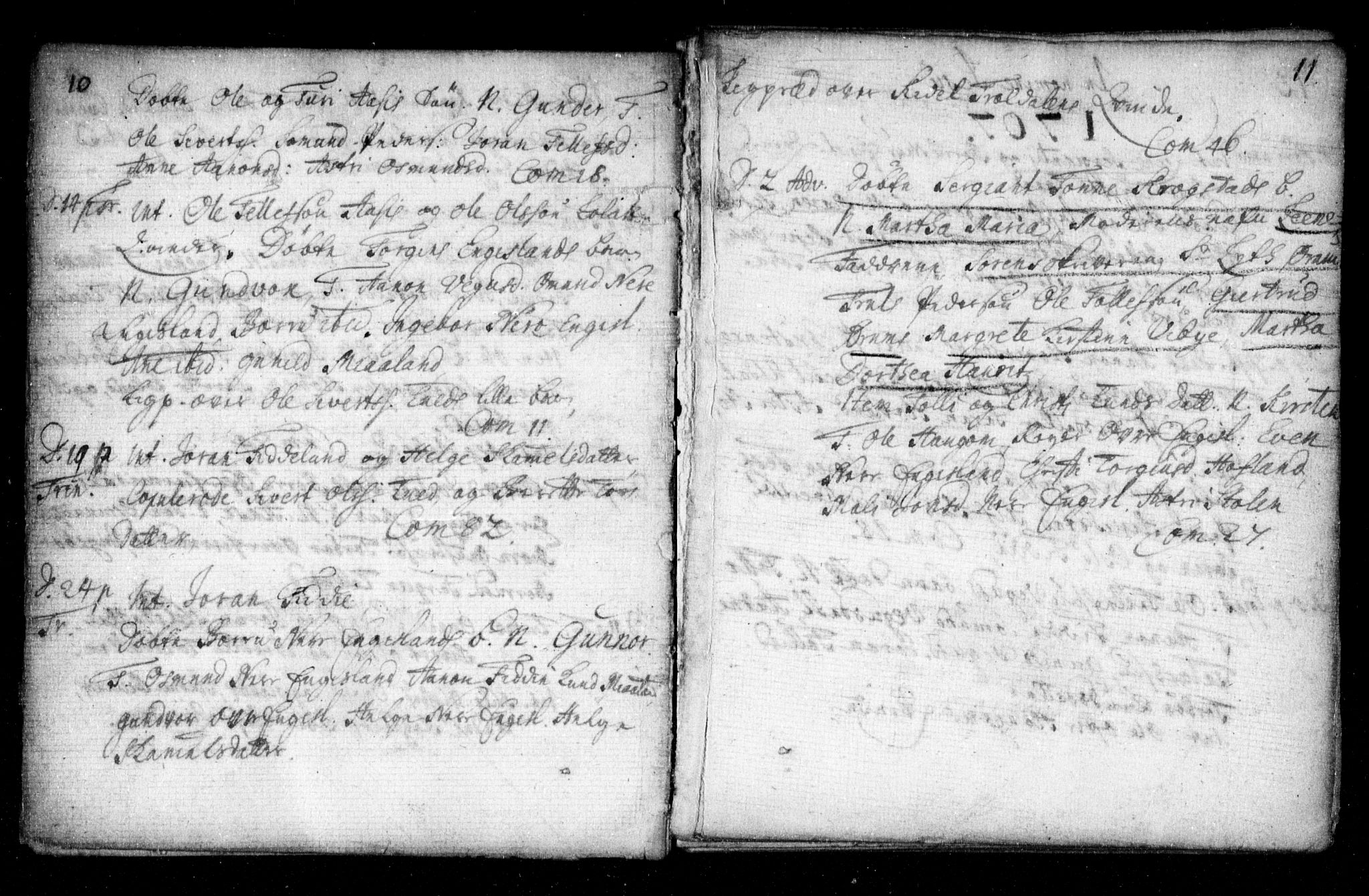 Herefoss sokneprestkontor, AV/SAK-1111-0019/F/Fa/Fab/L0001: Parish register (official) no. A 1, 1704-1779, p. 10-11