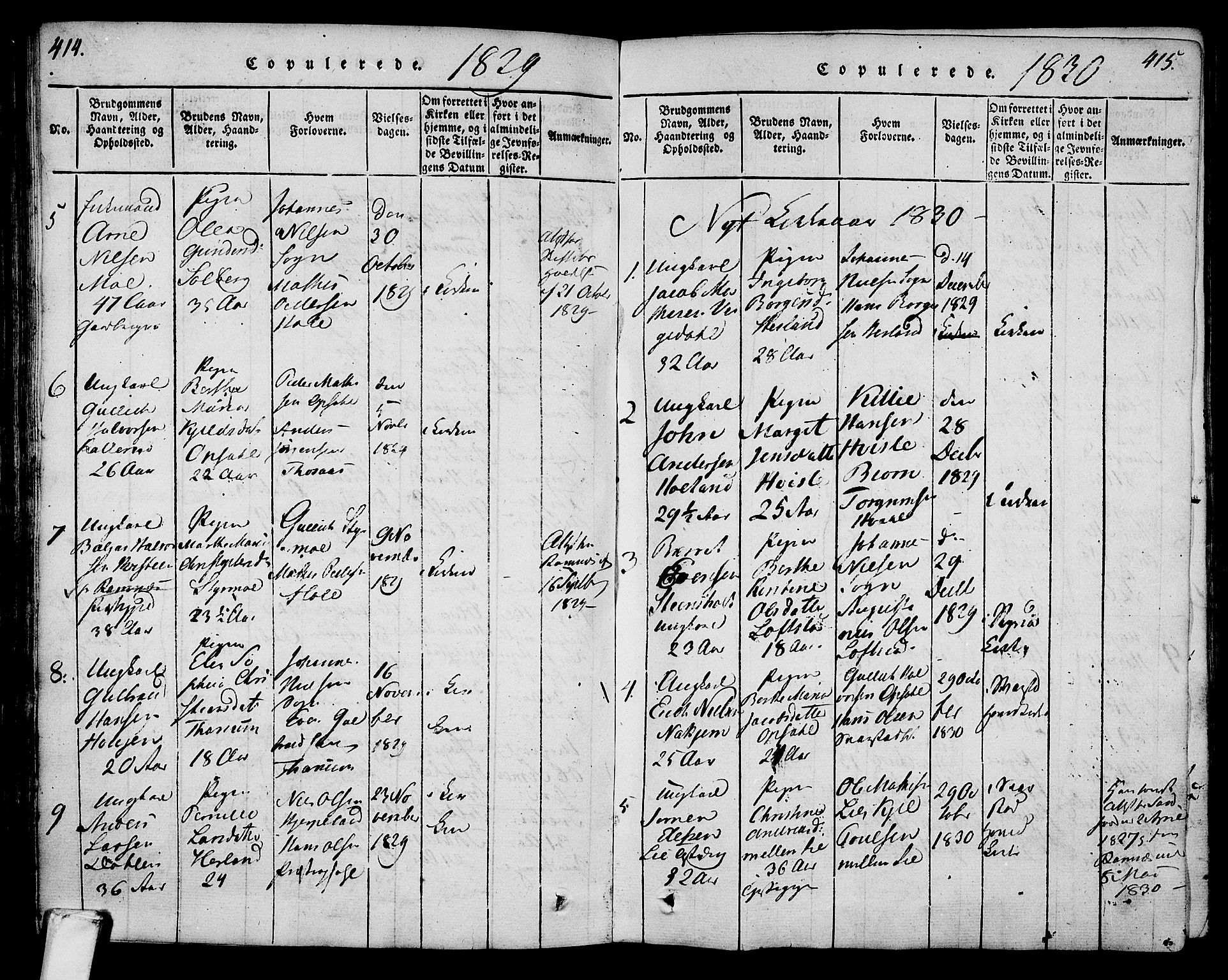 Lardal kirkebøker, AV/SAKO-A-350/F/Fa/L0005: Parish register (official) no. I 5, 1814-1835, p. 414-415