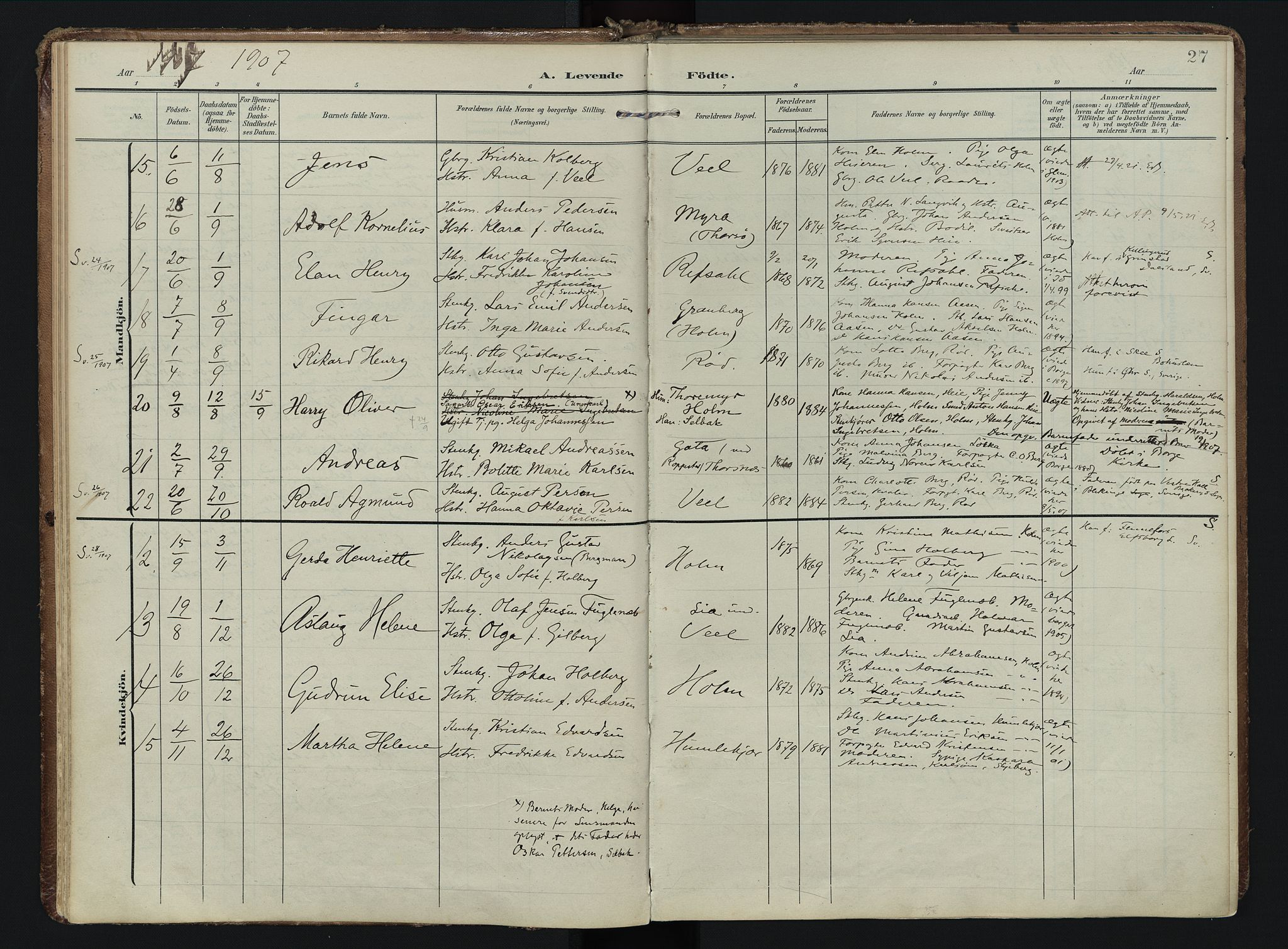 Borge prestekontor Kirkebøker, AV/SAO-A-10903/F/Fb/L0004: Parish register (official) no. II 4, 1902-1914, p. 27