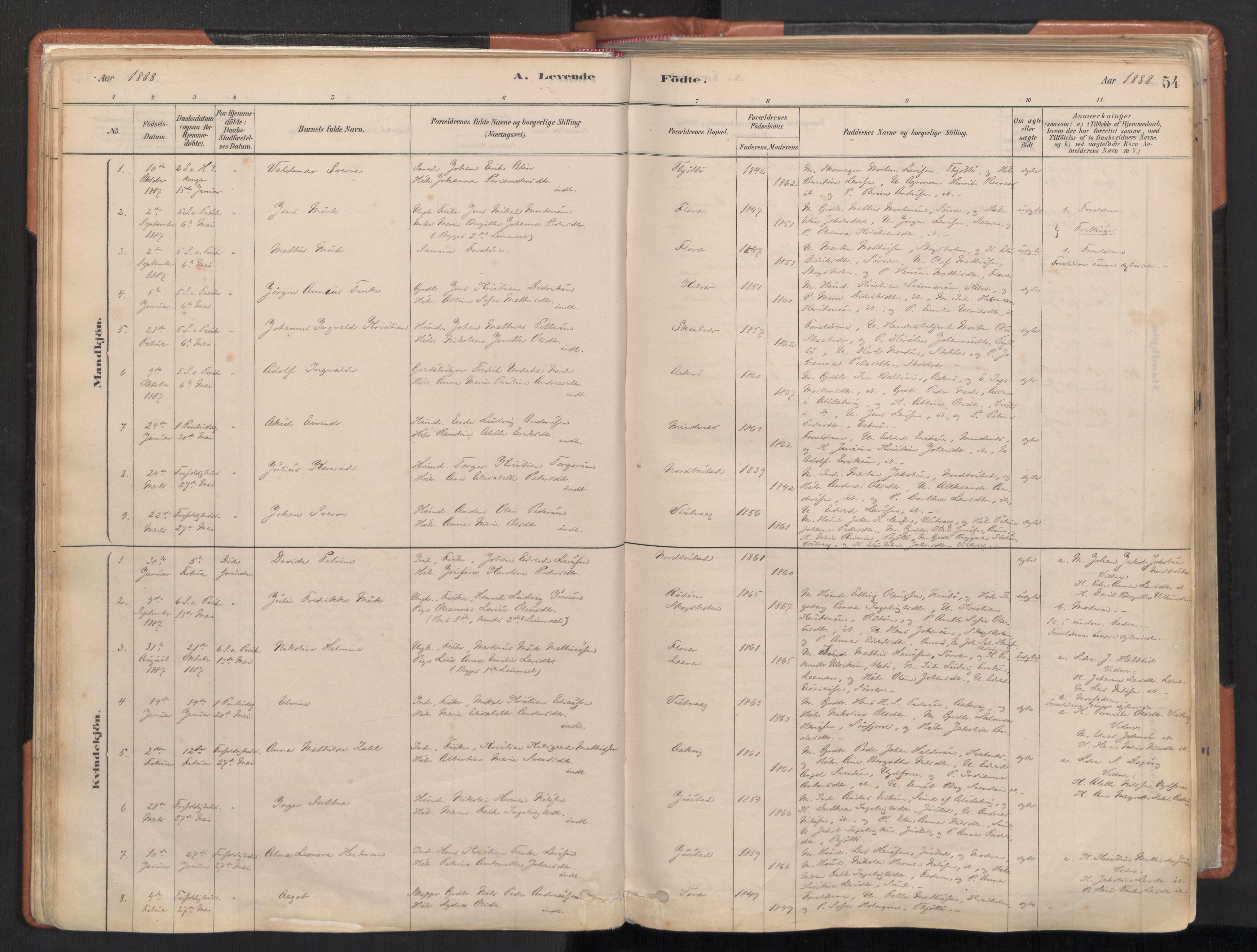 Ministerialprotokoller, klokkerbøker og fødselsregistre - Nordland, SAT/A-1459/817/L0264: Parish register (official) no. 817A04, 1878-1907, p. 54