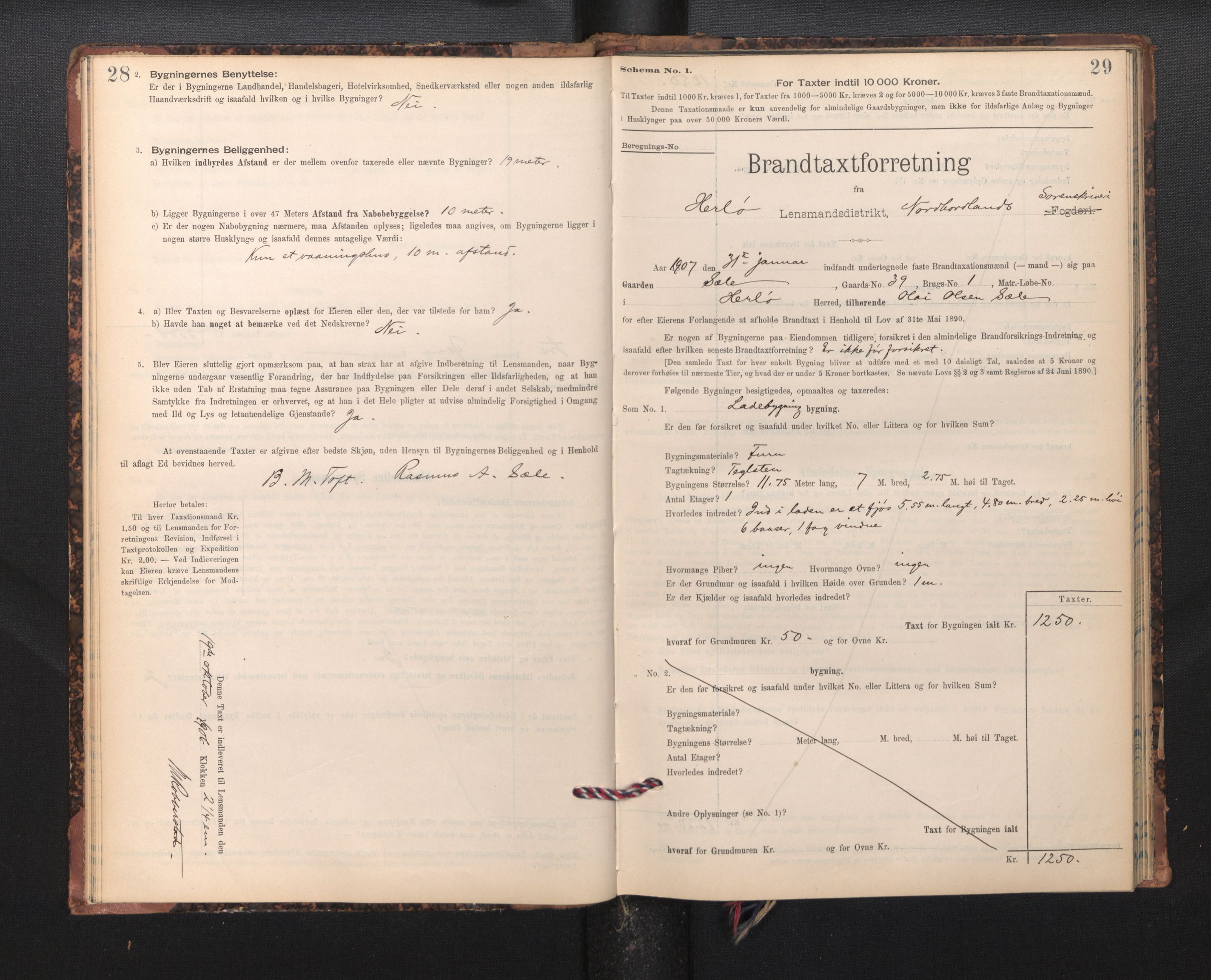 Lensmannen i Herdla, SAB/A-32901/0012/L0003:  Branntakstprotokoll skjematakst, 1897-1916, p. 28-29