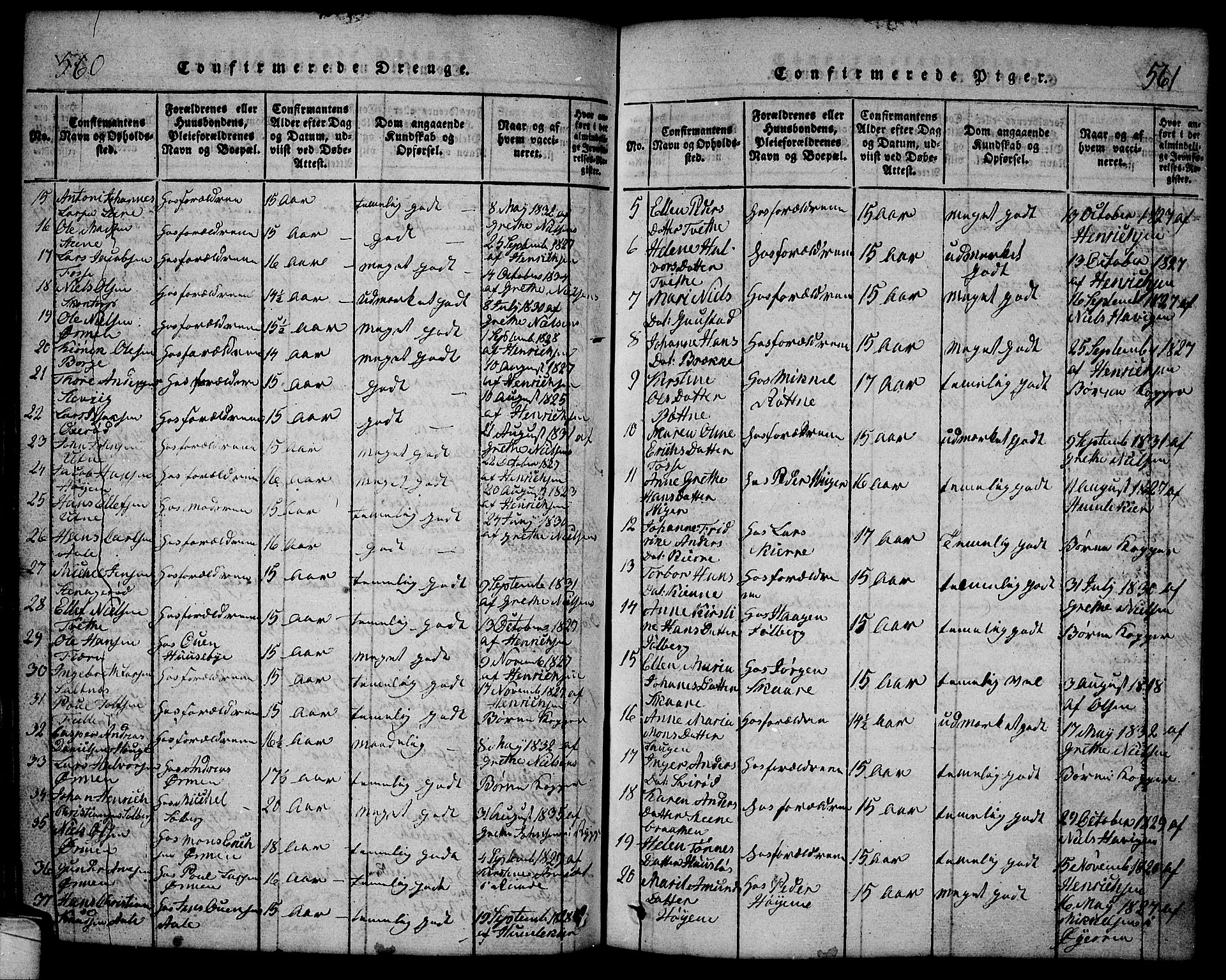 Onsøy prestekontor Kirkebøker, AV/SAO-A-10914/G/Ga/L0001: Parish register (copy) no. I 1, 1814-1840, p. 560-561