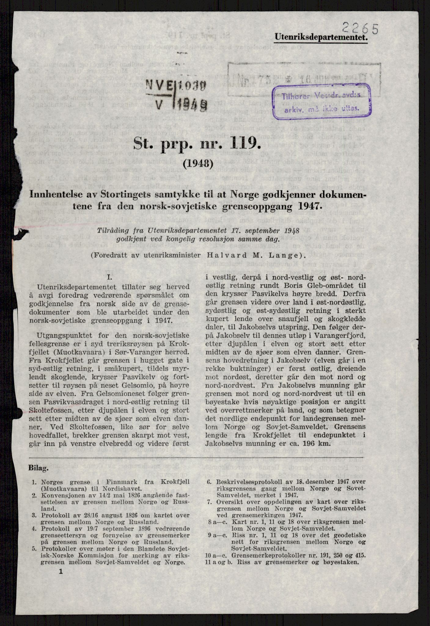 Vassdragsdirektoratet/avdelingen, RA/S-6242/F/Fa/L0537: Pasvikelva, 1932-1955, p. 1062