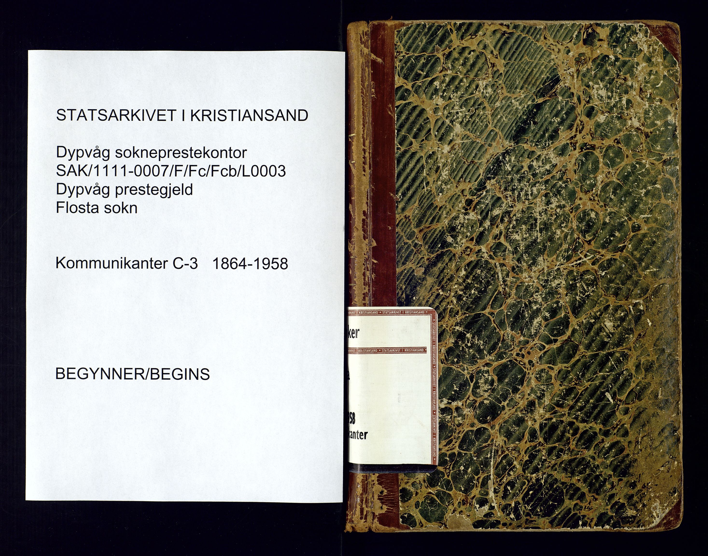 Dypvåg sokneprestkontor, SAK/1111-0007/F/Fc/Fcb/L0003: Communicants register no. C-3, 1864-1958