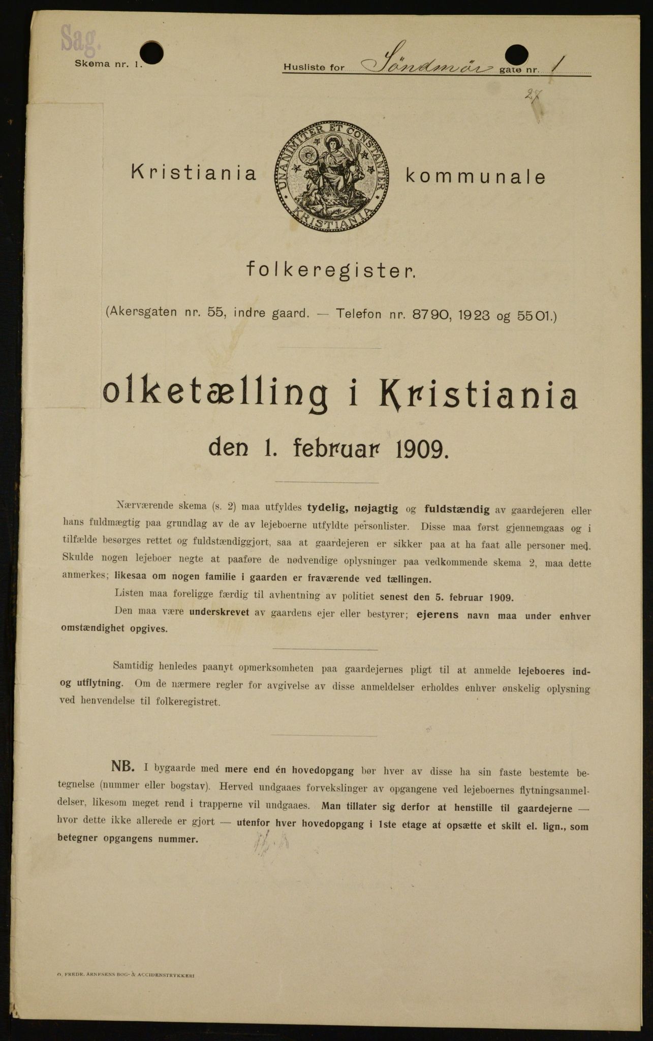 OBA, Municipal Census 1909 for Kristiania, 1909, p. 94679