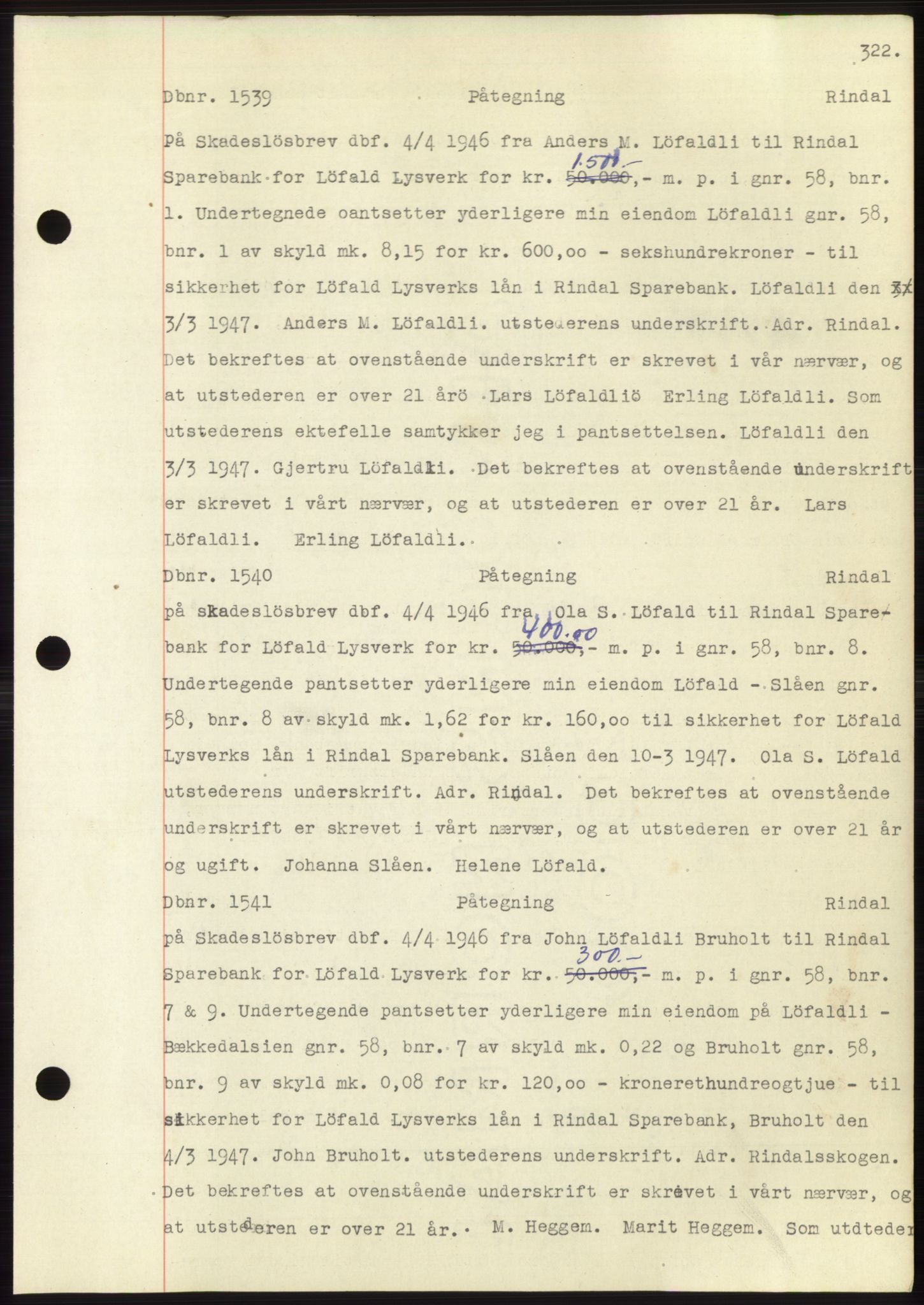 Nordmøre sorenskriveri, SAT/A-4132/1/2/2Ca: Mortgage book no. C82b, 1946-1951, Diary no: : 1539/1947