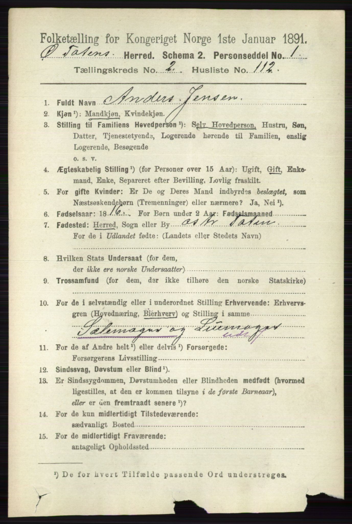 RA, 1891 census for 0528 Østre Toten, 1891, p. 1423