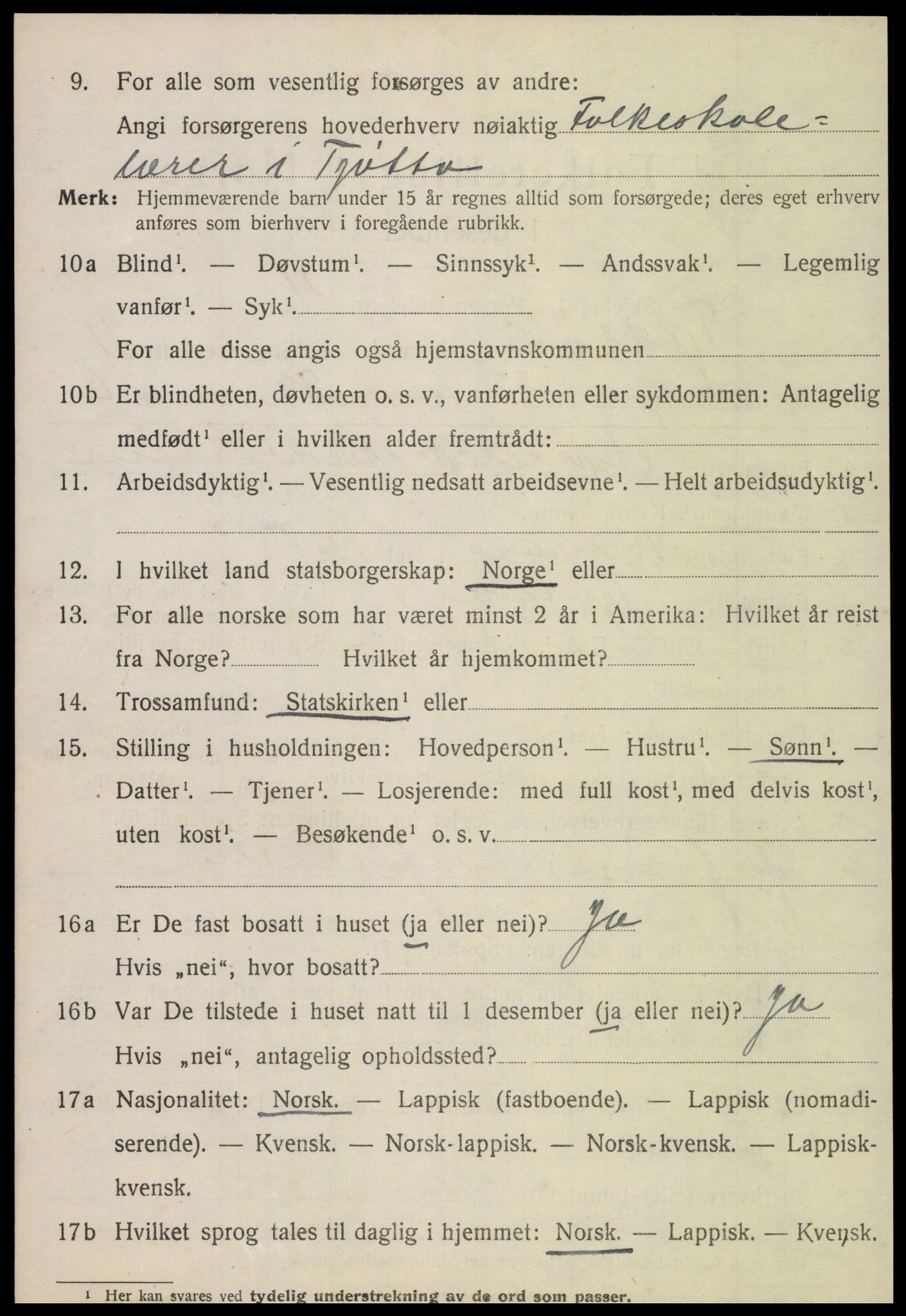 SAT, 1920 census for Tjøtta, 1920, p. 4704