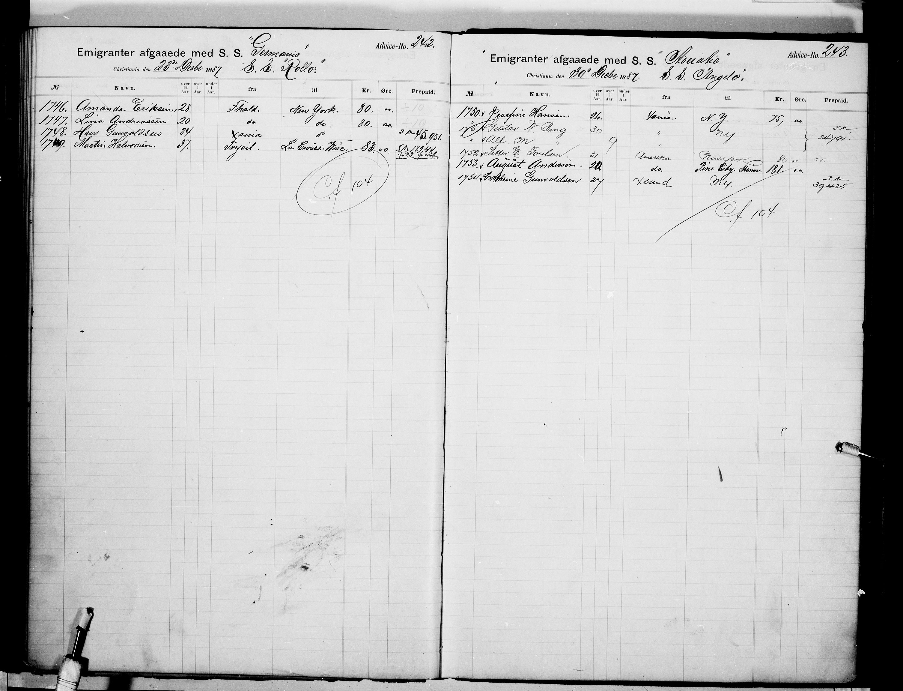 White Star-linjen, AV/SAO-PAO-0201/D/Da/L0001: Passasjerlisteprotokoll, 1883-1890, p. 159