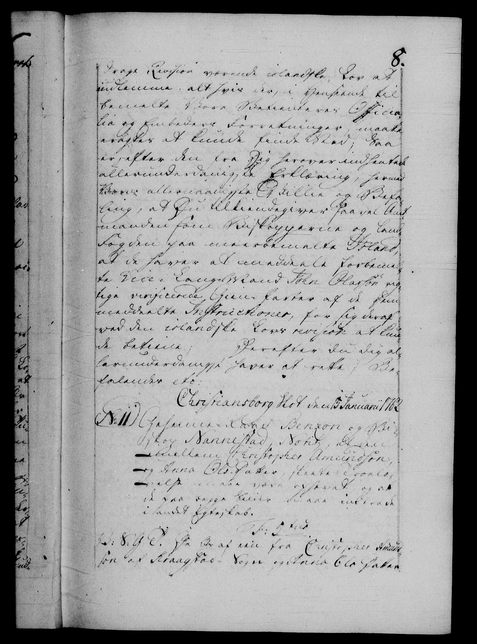 Danske Kanselli 1572-1799, AV/RA-EA-3023/F/Fc/Fca/Fcab/L0037: Norske tegnelser, 1762-1766, p. 8a