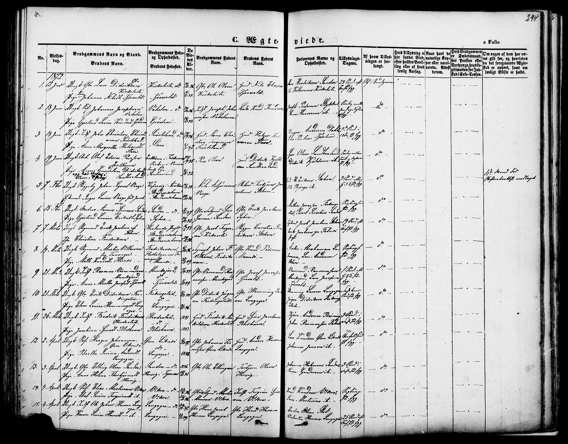 Skudenes sokneprestkontor, SAST/A -101849/H/Ha/Haa/L0006: Parish register (official) no. A 4, 1864-1881, p. 294