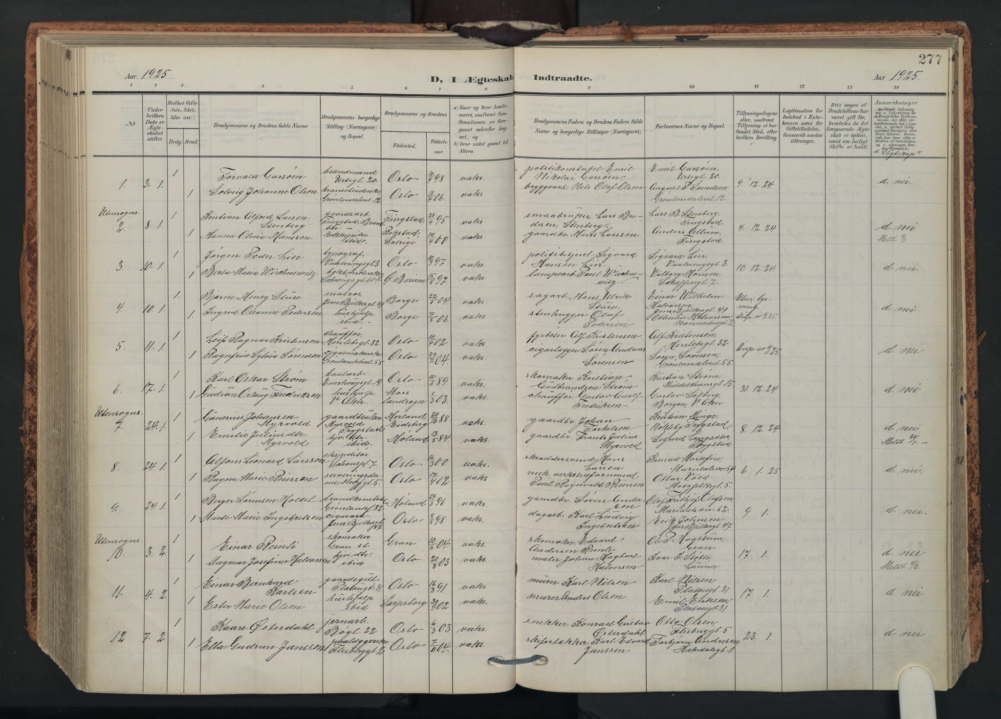 Grønland prestekontor Kirkebøker, SAO/A-10848/F/Fa/L0017: Parish register (official) no. 17, 1906-1934, p. 277