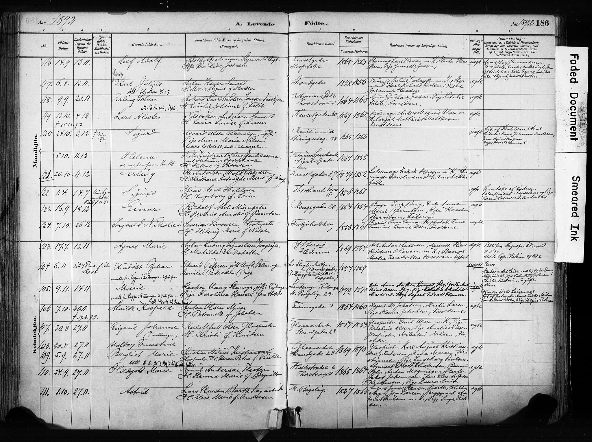 Larvik kirkebøker, AV/SAKO-A-352/F/Fa/L0009: Parish register (official) no. I 9, 1884-1904, p. 186