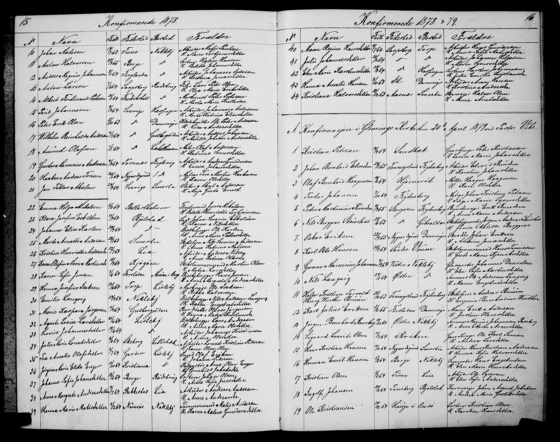 Glemmen prestekontor Kirkebøker, SAO/A-10908/G/Ga/L0005: Parish register (copy) no. 5, 1876-1893, p. 15-16