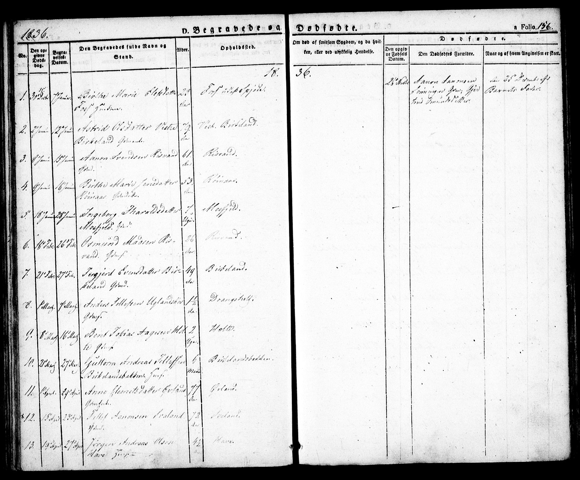 Birkenes sokneprestkontor, AV/SAK-1111-0004/F/Fa/L0001: Parish register (official) no. A 1, 1829-1849, p. 156