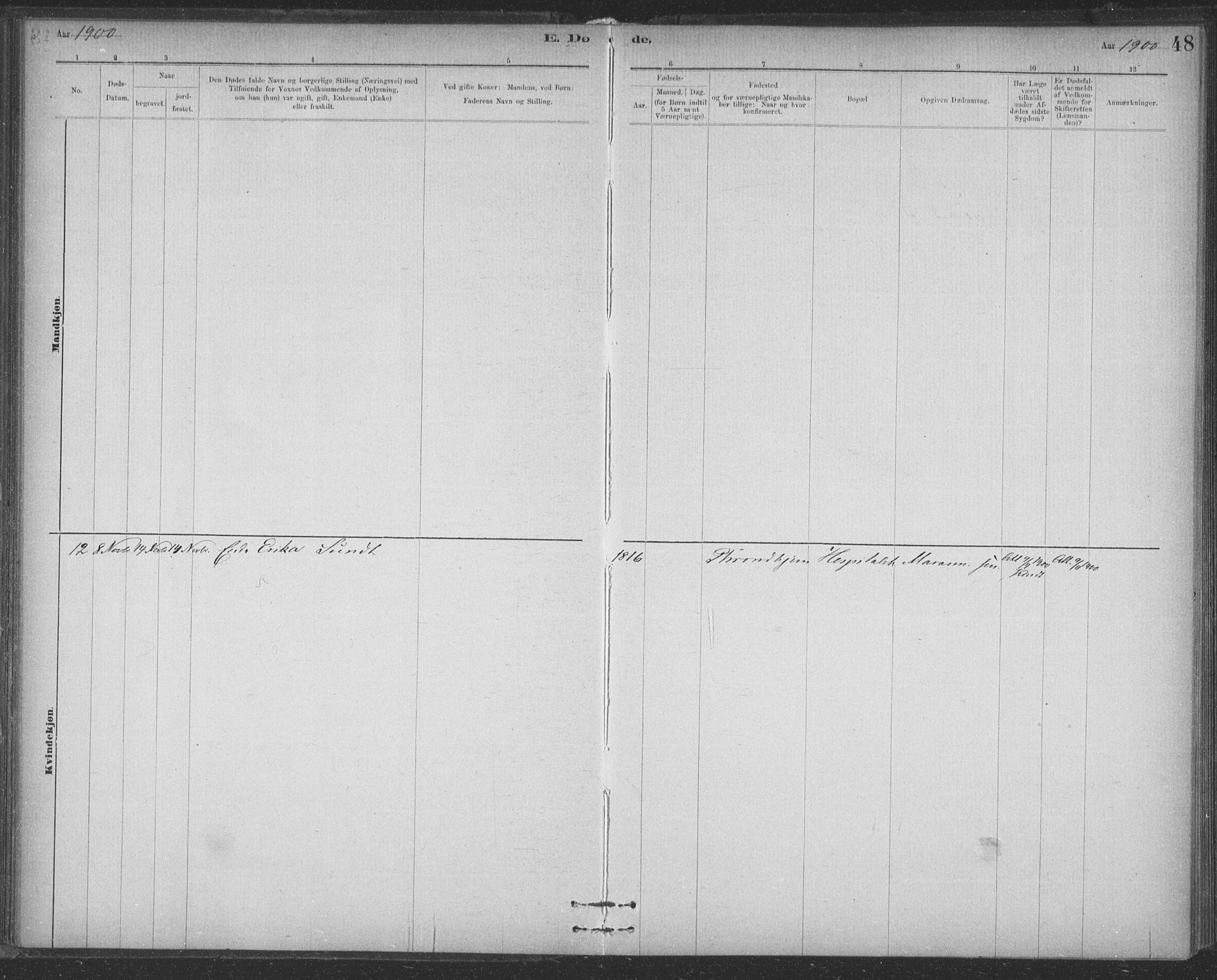Ministerialprotokoller, klokkerbøker og fødselsregistre - Sør-Trøndelag, SAT/A-1456/623/L0470: Parish register (official) no. 623A04, 1884-1938, p. 48