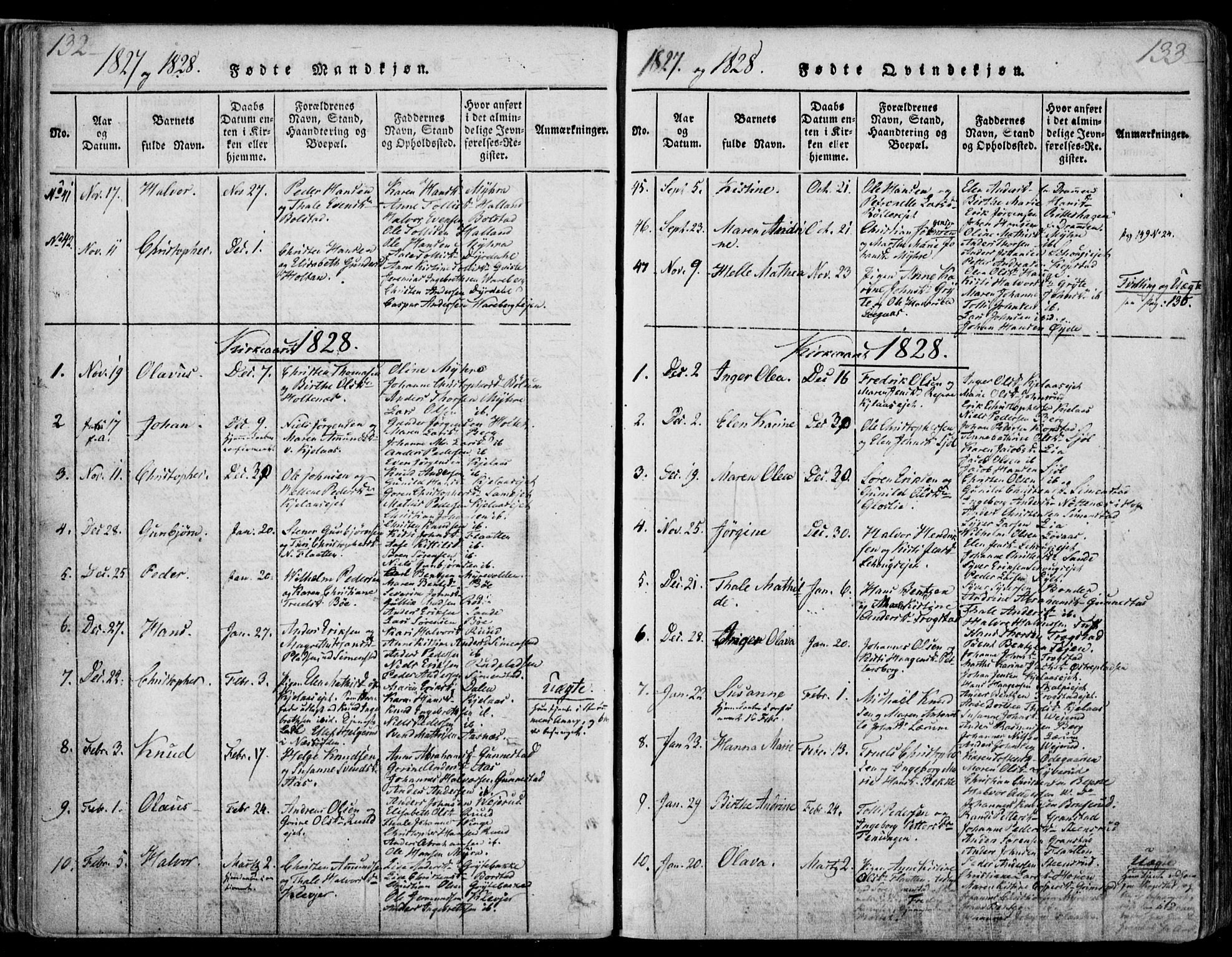 Sande Kirkebøker, SAKO/A-53/F/Fa/L0003: Parish register (official) no. 3, 1814-1847, p. 132-133