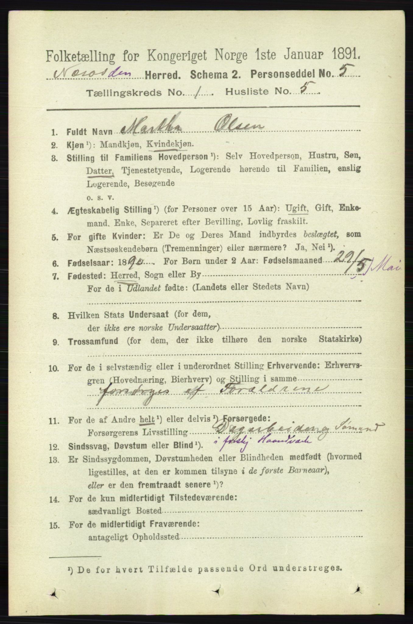 RA, 1891 census for 0216 Nesodden, 1891, p. 116