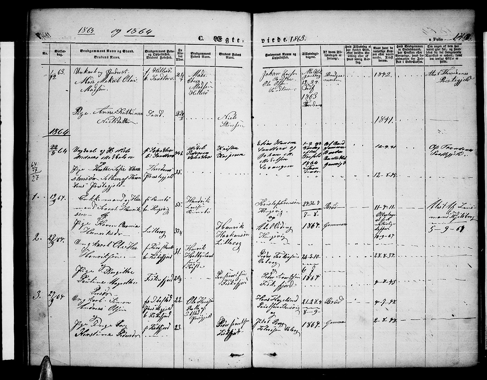 Ministerialprotokoller, klokkerbøker og fødselsregistre - Nordland, AV/SAT-A-1459/865/L0929: Parish register (copy) no. 865C01, 1840-1866, p. 148
