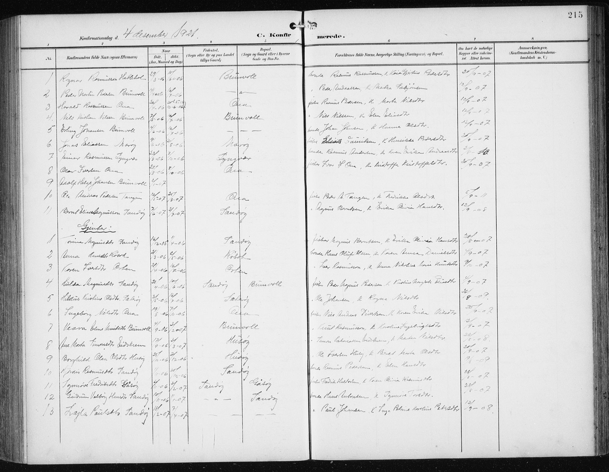 Ministerialprotokoller, klokkerbøker og fødselsregistre - Møre og Romsdal, AV/SAT-A-1454/561/L0733: Parish register (copy) no. 561C03, 1900-1940, p. 215