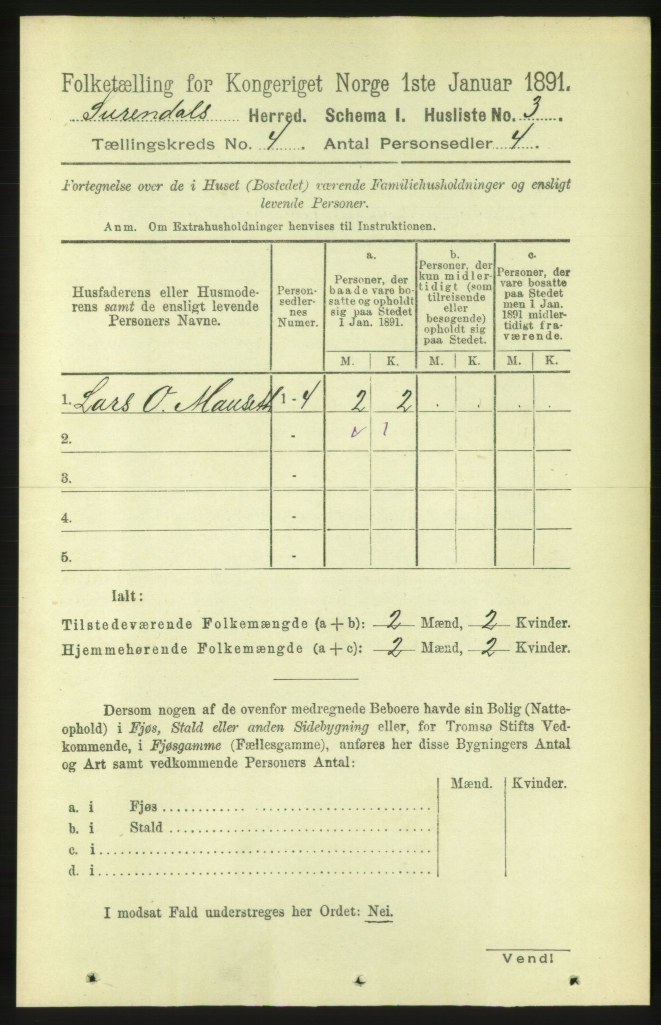 RA, 1891 census for 1566 Surnadal, 1891, p. 1025