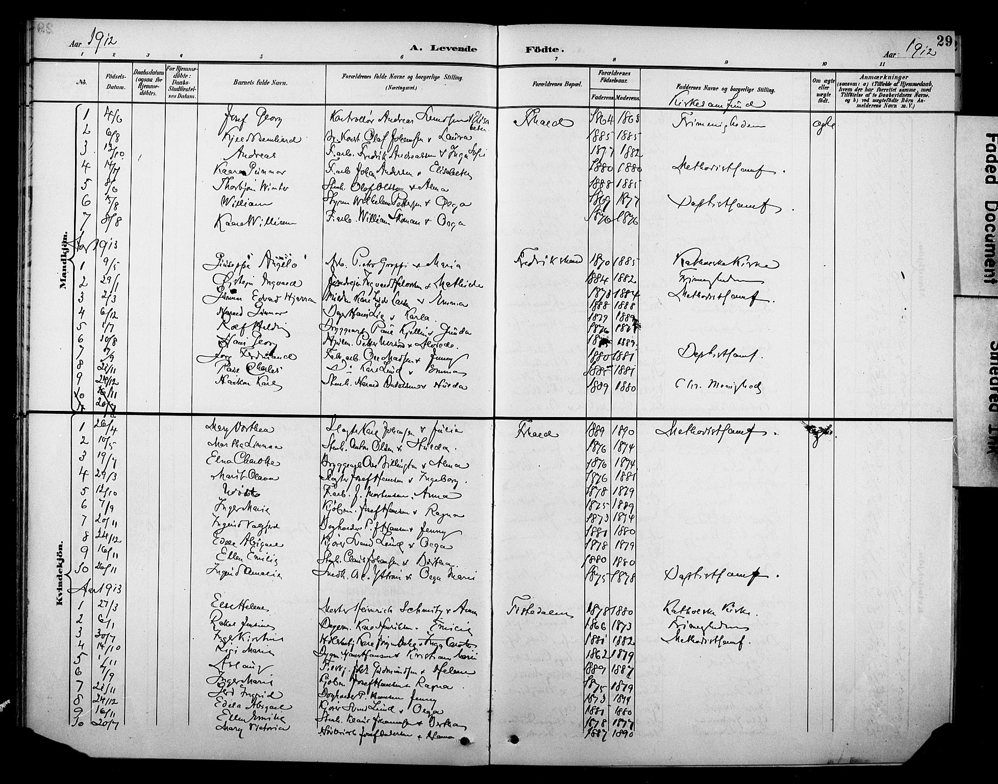 Halden prestekontor Kirkebøker, SAO/A-10909/F/Fb/L0001: Parish register (official) no. II 1, 1892-1932, p. 29