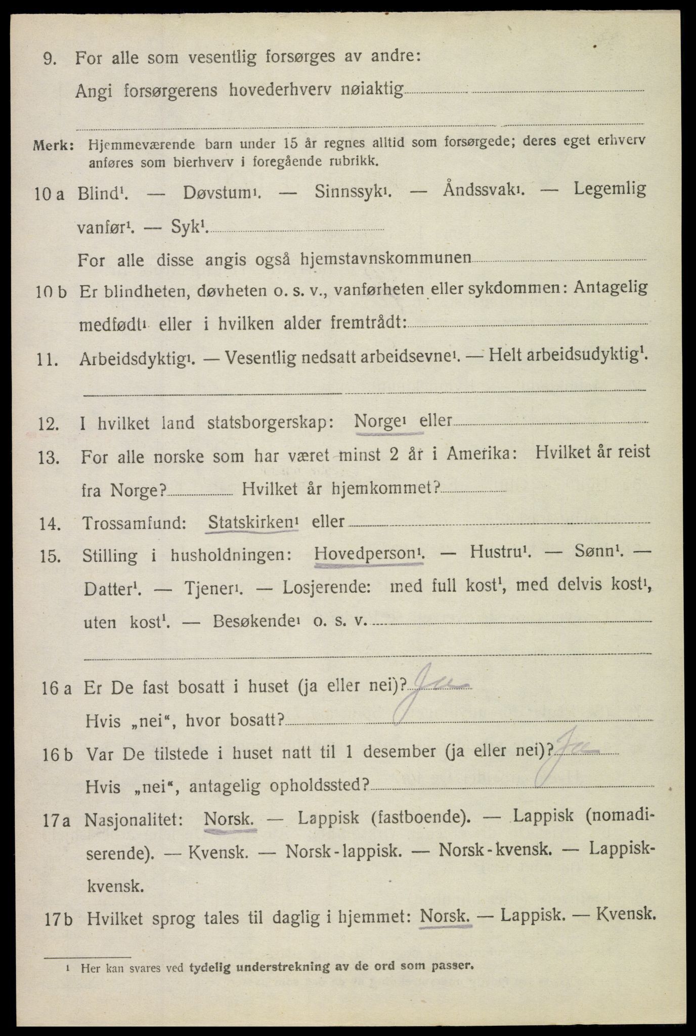 SAT, 1920 census for Hadsel, 1920, p. 8167