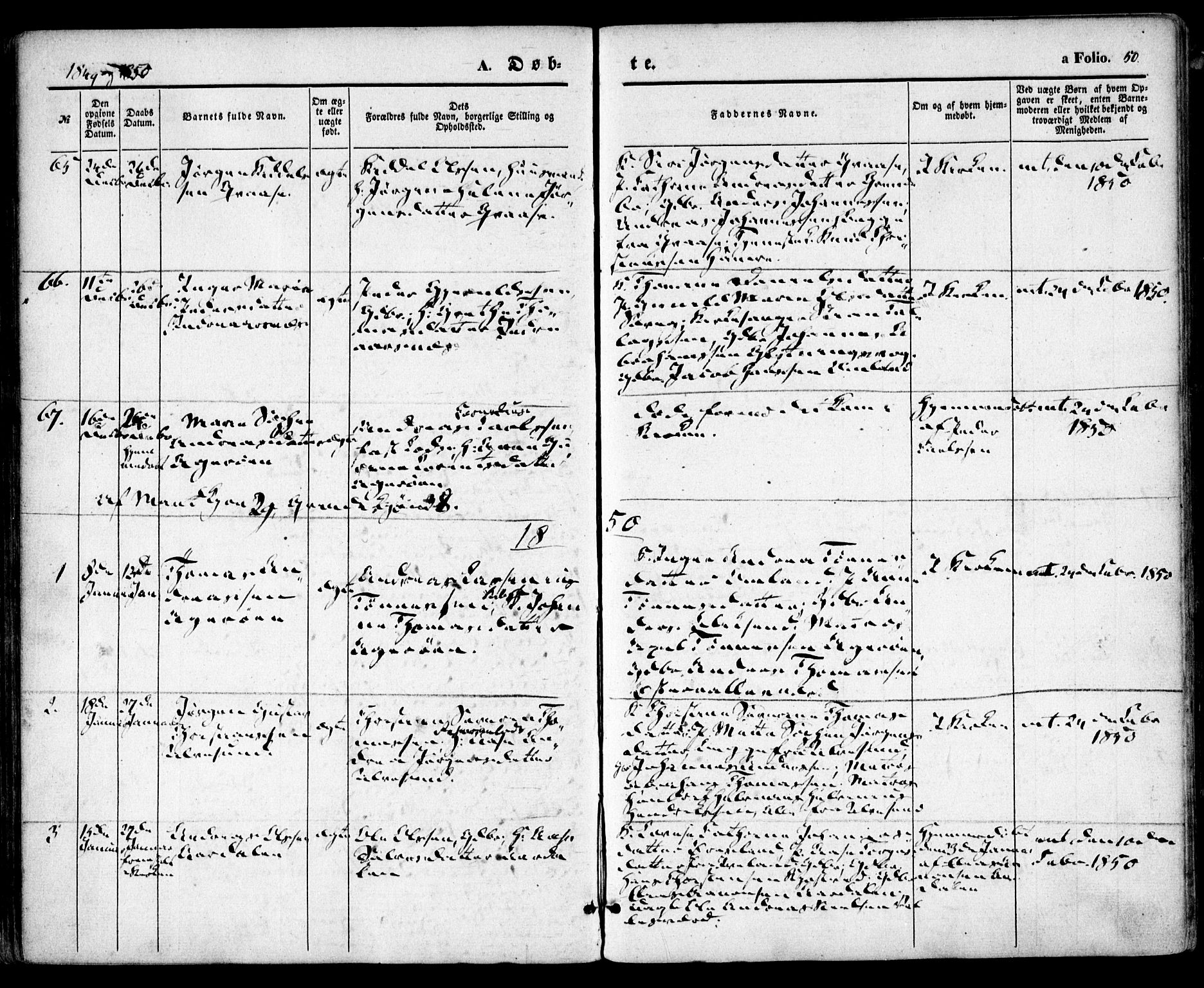 Høvåg sokneprestkontor, SAK/1111-0025/F/Fa/L0003: Parish register (official) no. A 3, 1843-1858, p. 50