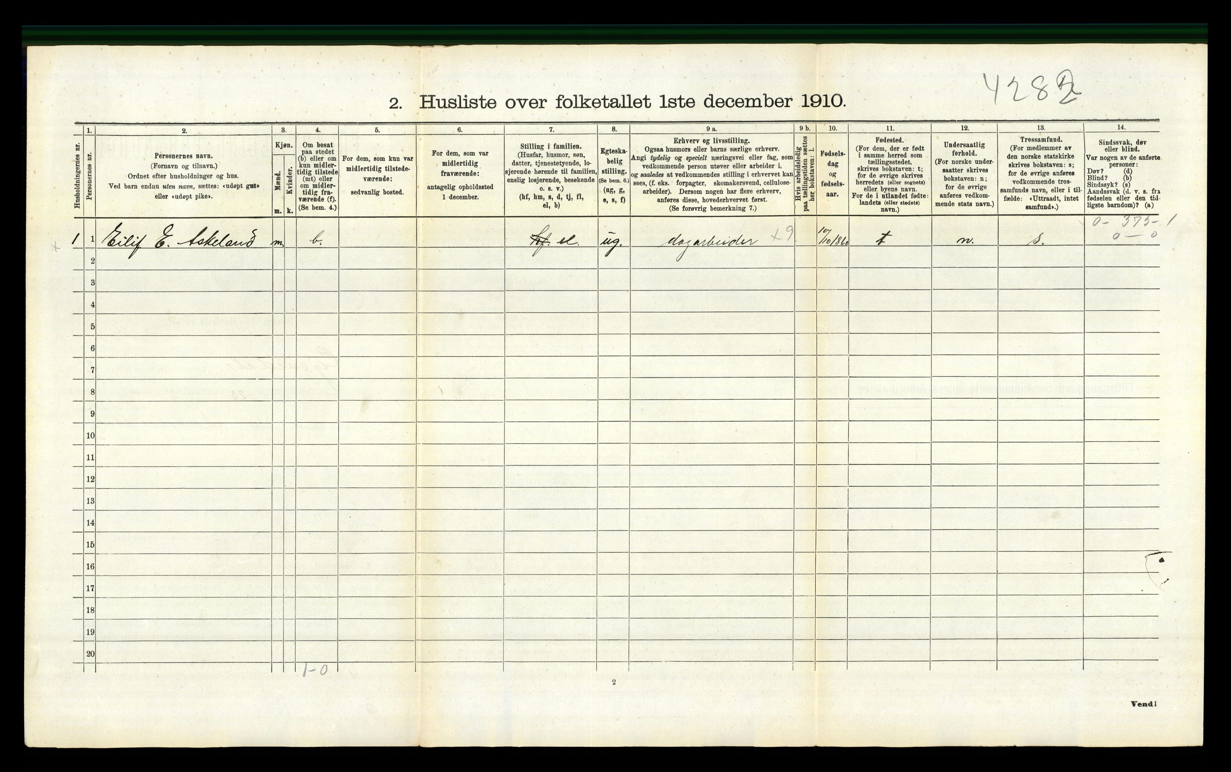 RA, 1910 census for Gjøvdal, 1910, p. 119