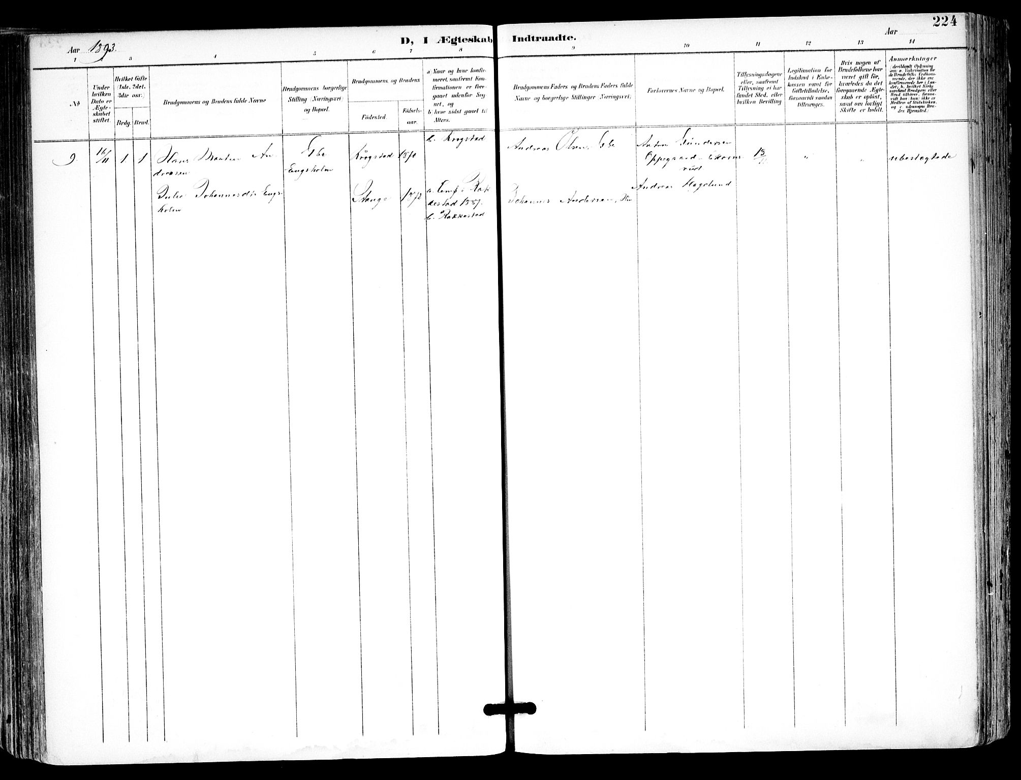 Kråkstad prestekontor Kirkebøker, SAO/A-10125a/F/Fa/L0010: Parish register (official) no. I 10, 1893-1931, p. 224