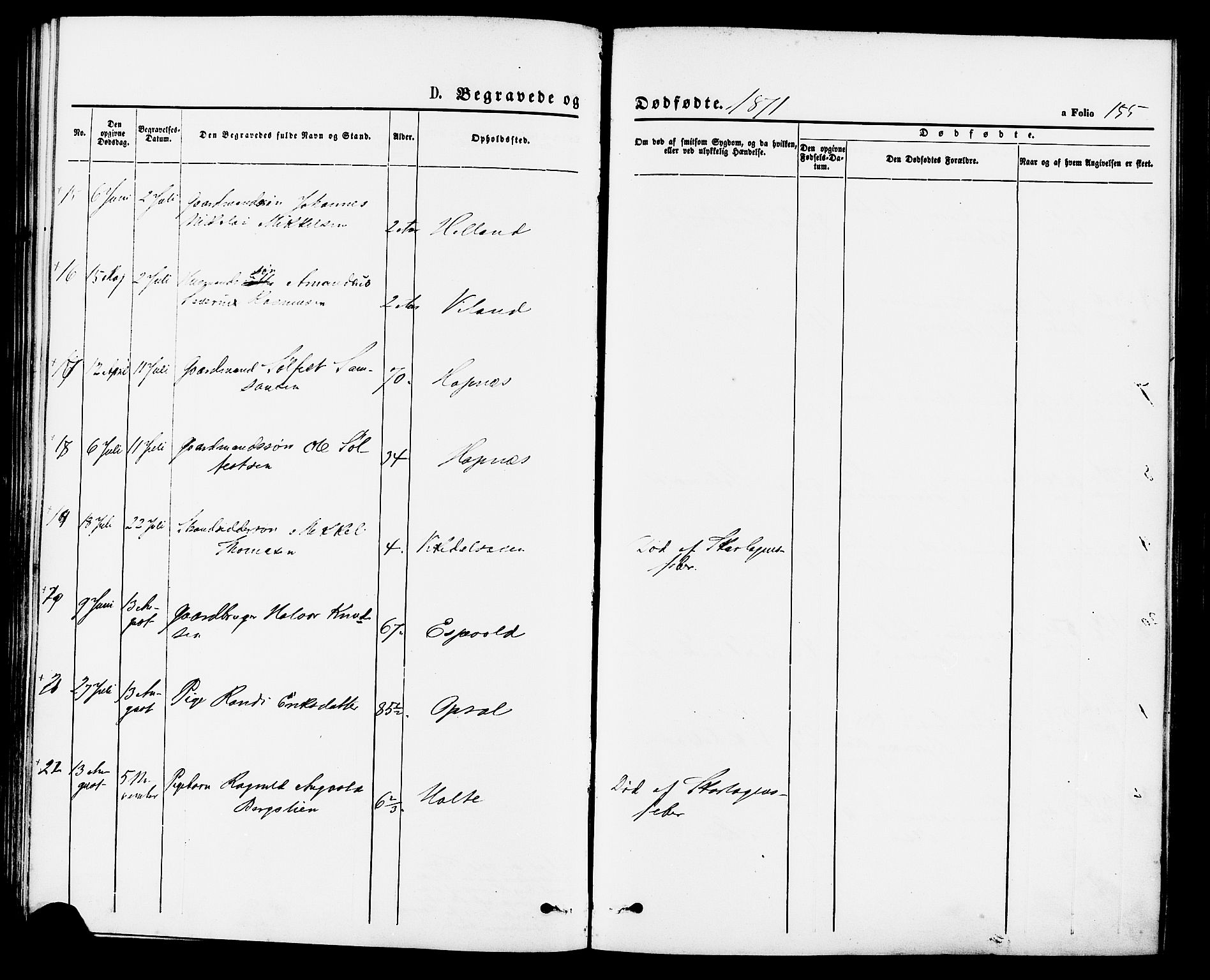 Vikedal sokneprestkontor, AV/SAST-A-101840/01/IV: Parish register (official) no. A 7, 1868-1883, p. 155