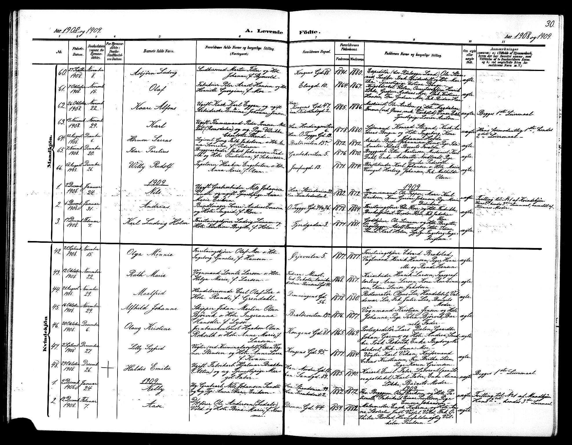Ministerialprotokoller, klokkerbøker og fødselsregistre - Sør-Trøndelag, SAT/A-1456/602/L0146: Parish register (copy) no. 602C14, 1904-1914, p. 30