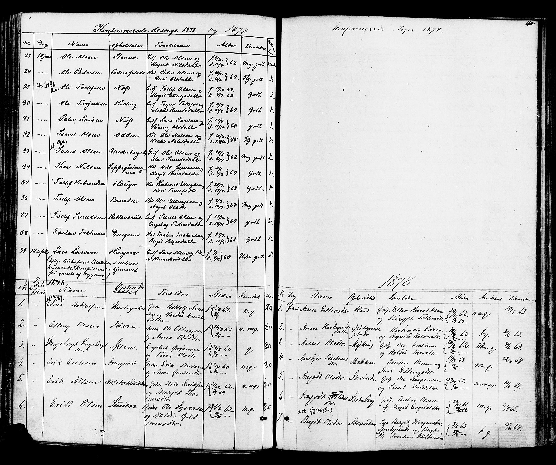 Ål kirkebøker, AV/SAKO-A-249/F/Fa/L0007: Parish register (official) no. I 7, 1865-1881, p. 160