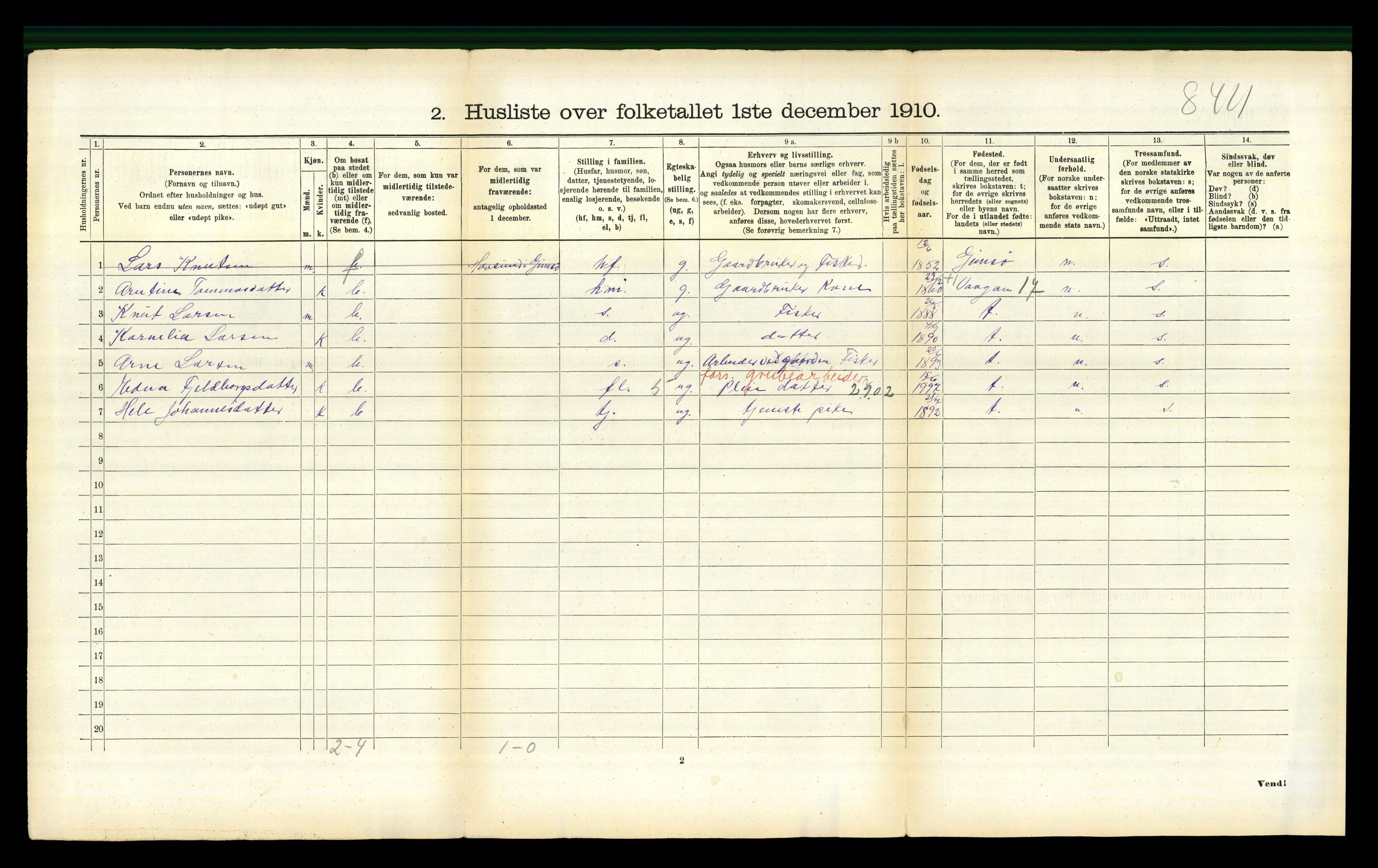 RA, 1910 census for Borge, 1910, p. 1388