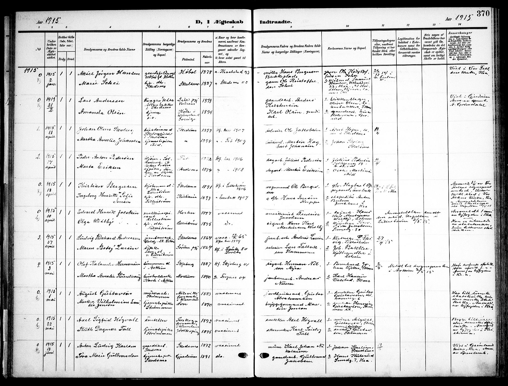 Skedsmo prestekontor Kirkebøker, AV/SAO-A-10033a/F/Fa/L0015: Parish register (official) no. I 15, 1902-1917, p. 370