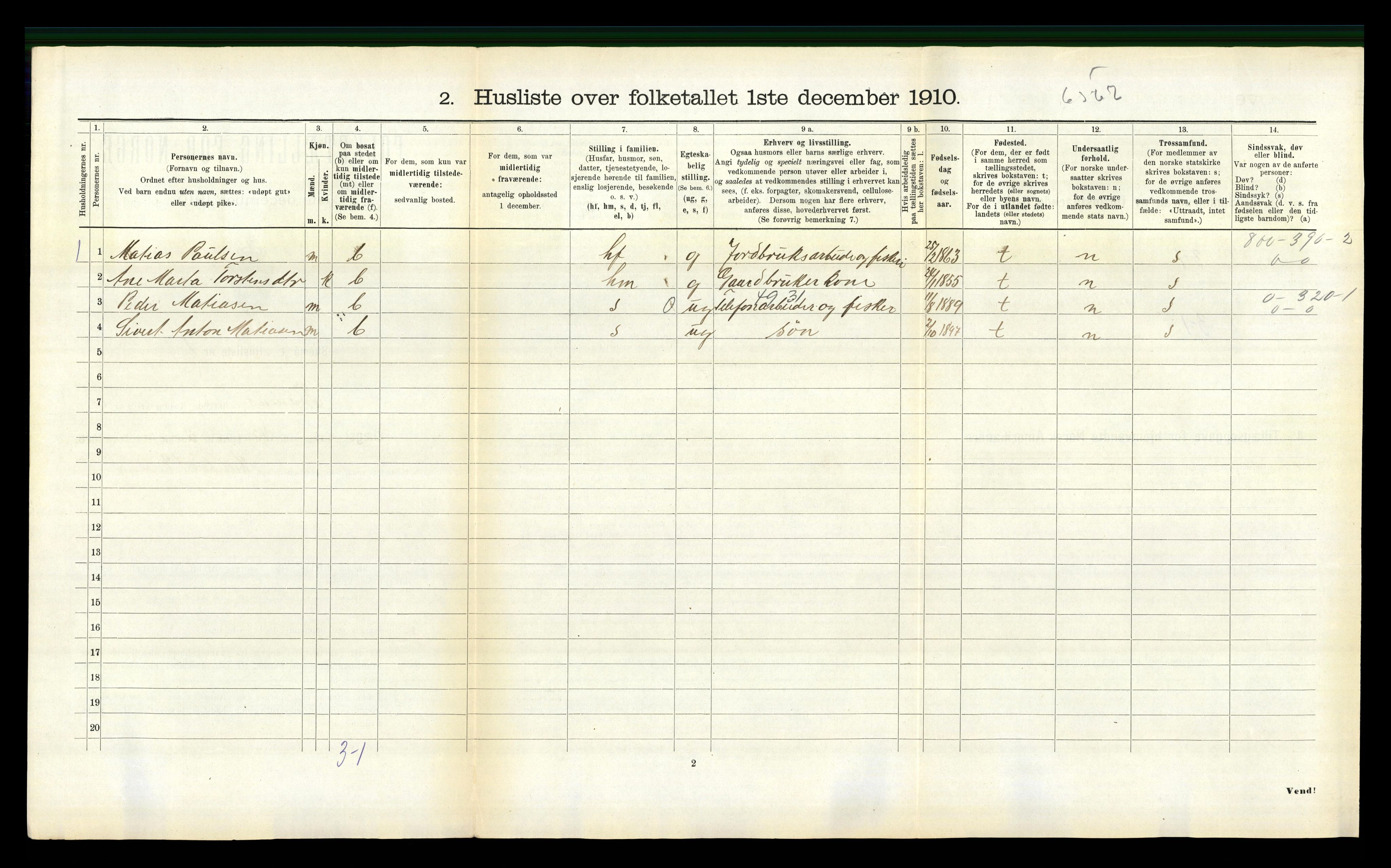 RA, 1910 census for Fræna, 1910, p. 431