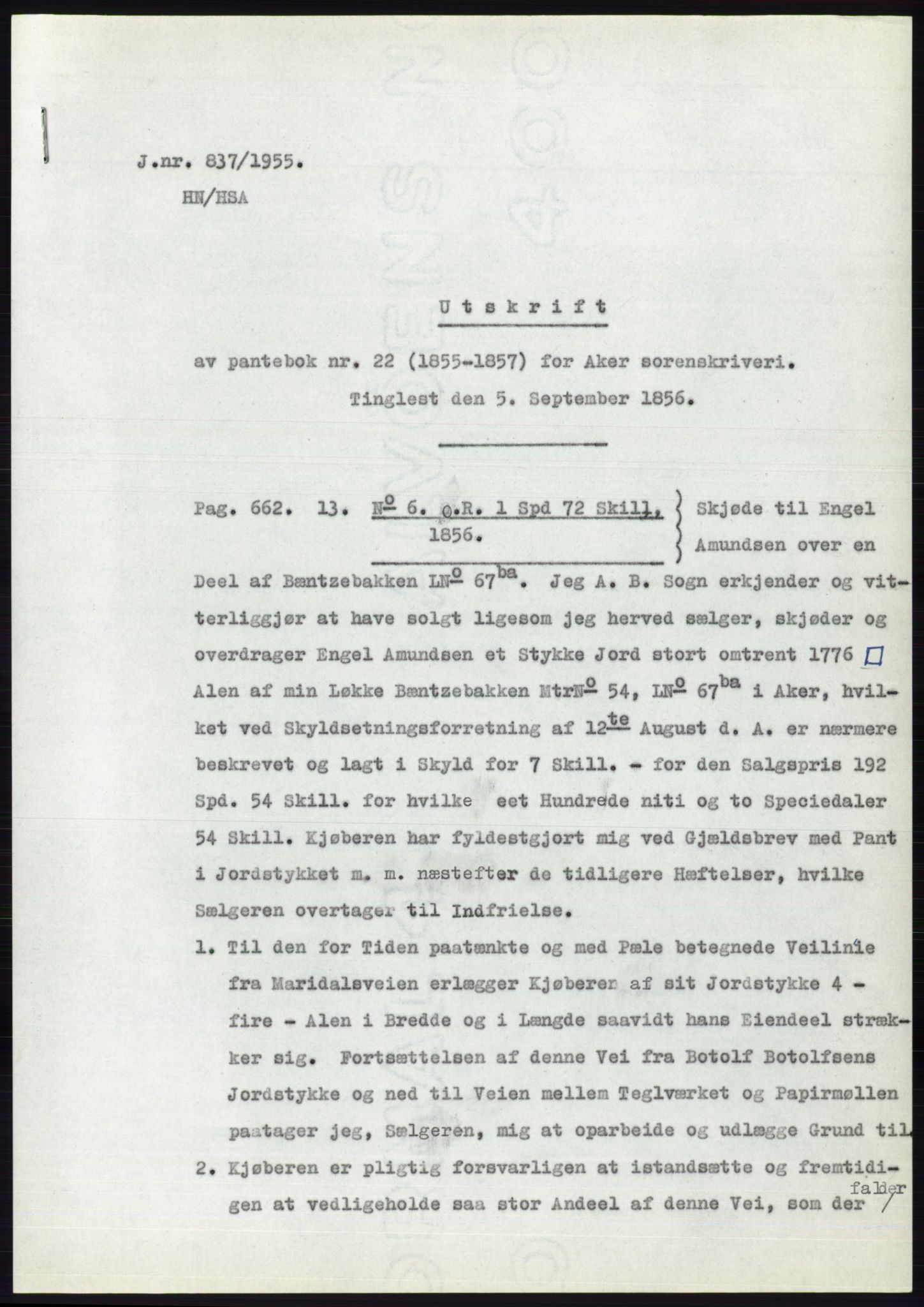 Statsarkivet i Oslo, SAO/A-10621/Z/Zd/L0003: Avskrifter, j.nr 714-1202/1955, 1955, p. 79