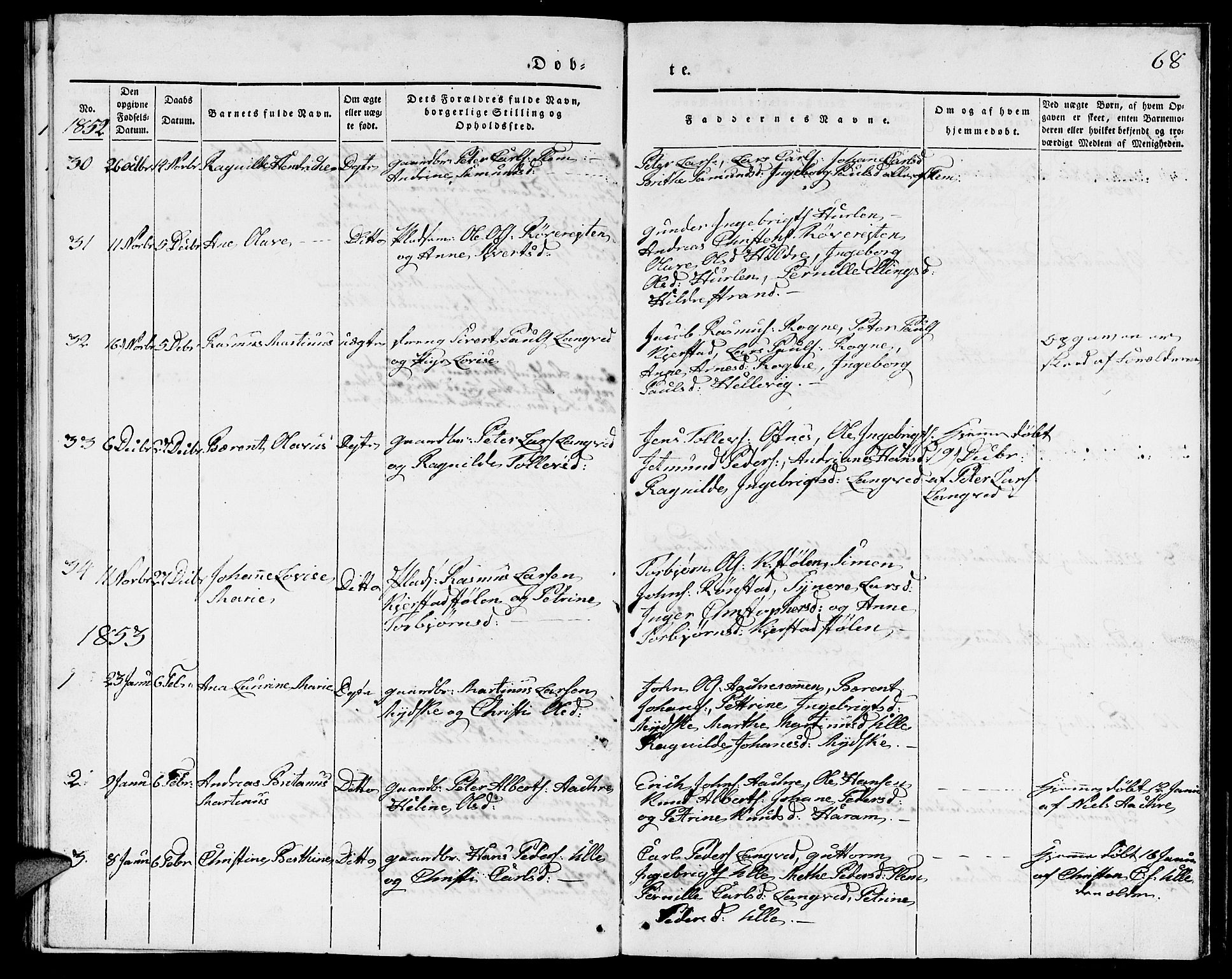 Ministerialprotokoller, klokkerbøker og fødselsregistre - Møre og Romsdal, AV/SAT-A-1454/536/L0507: Parish register (copy) no. 536C02, 1839-1859, p. 68