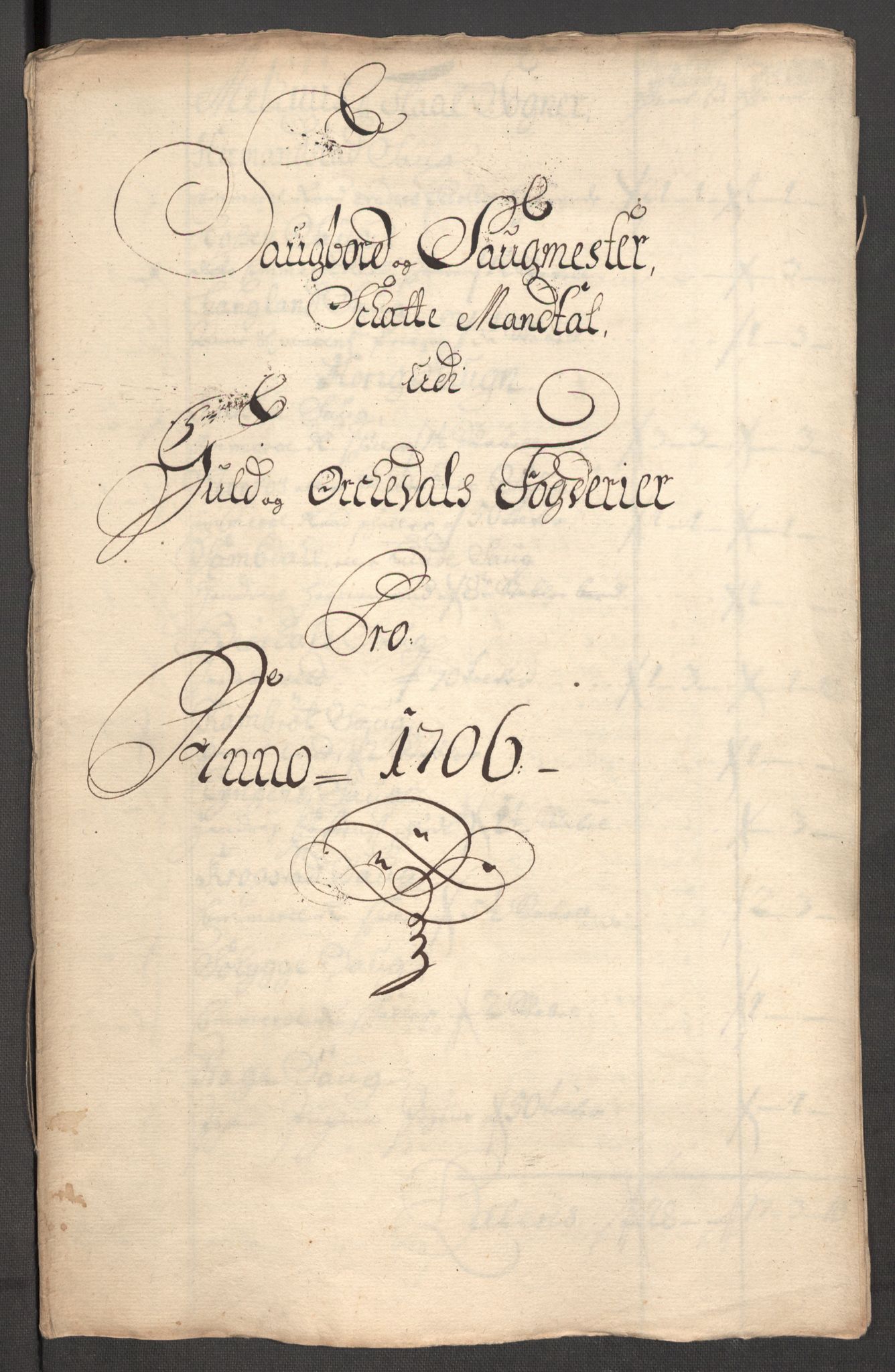 Rentekammeret inntil 1814, Reviderte regnskaper, Fogderegnskap, AV/RA-EA-4092/R60/L3956: Fogderegnskap Orkdal og Gauldal, 1706, p. 264