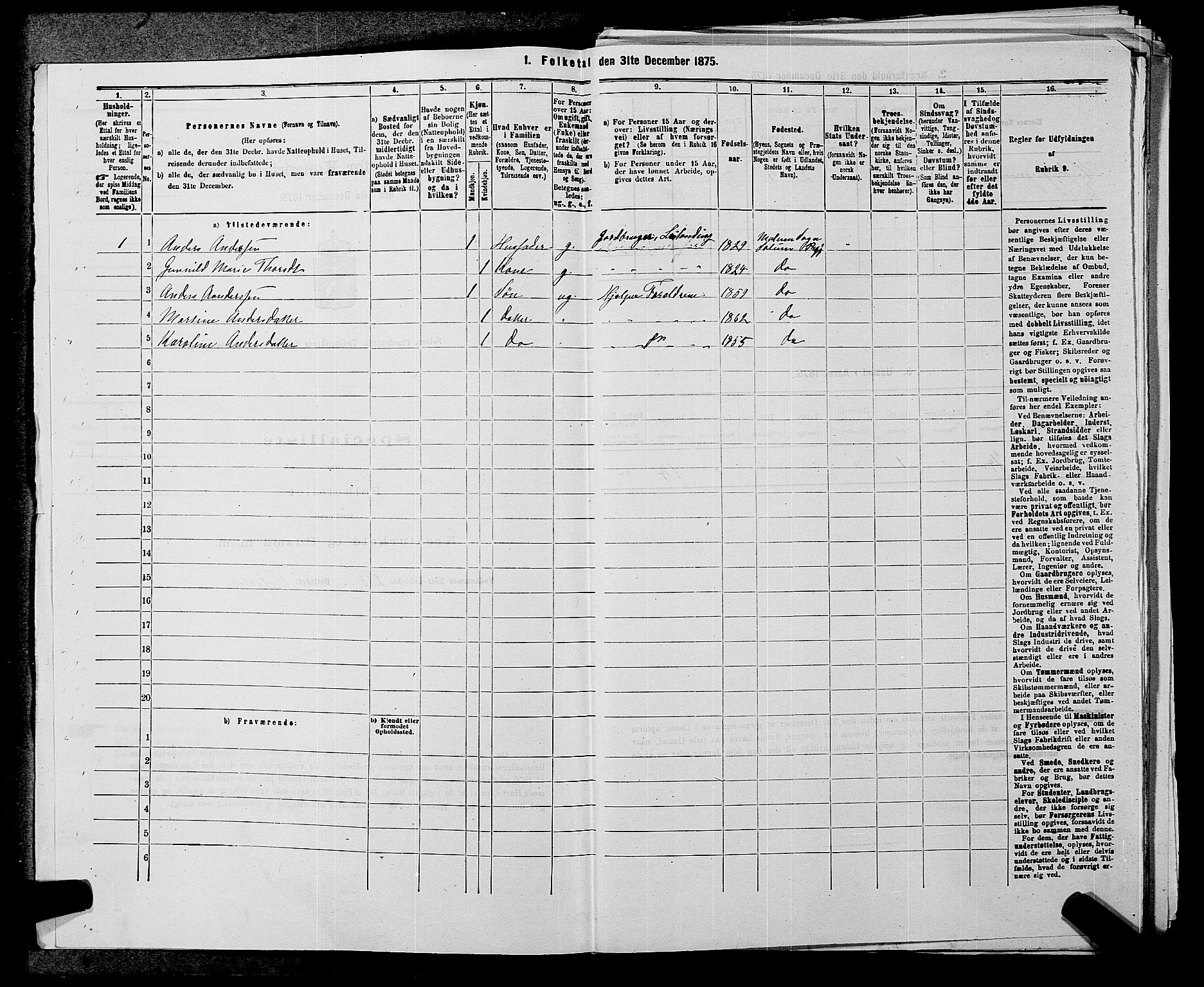 SAKO, 1875 census for 0818P Solum, 1875, p. 1652